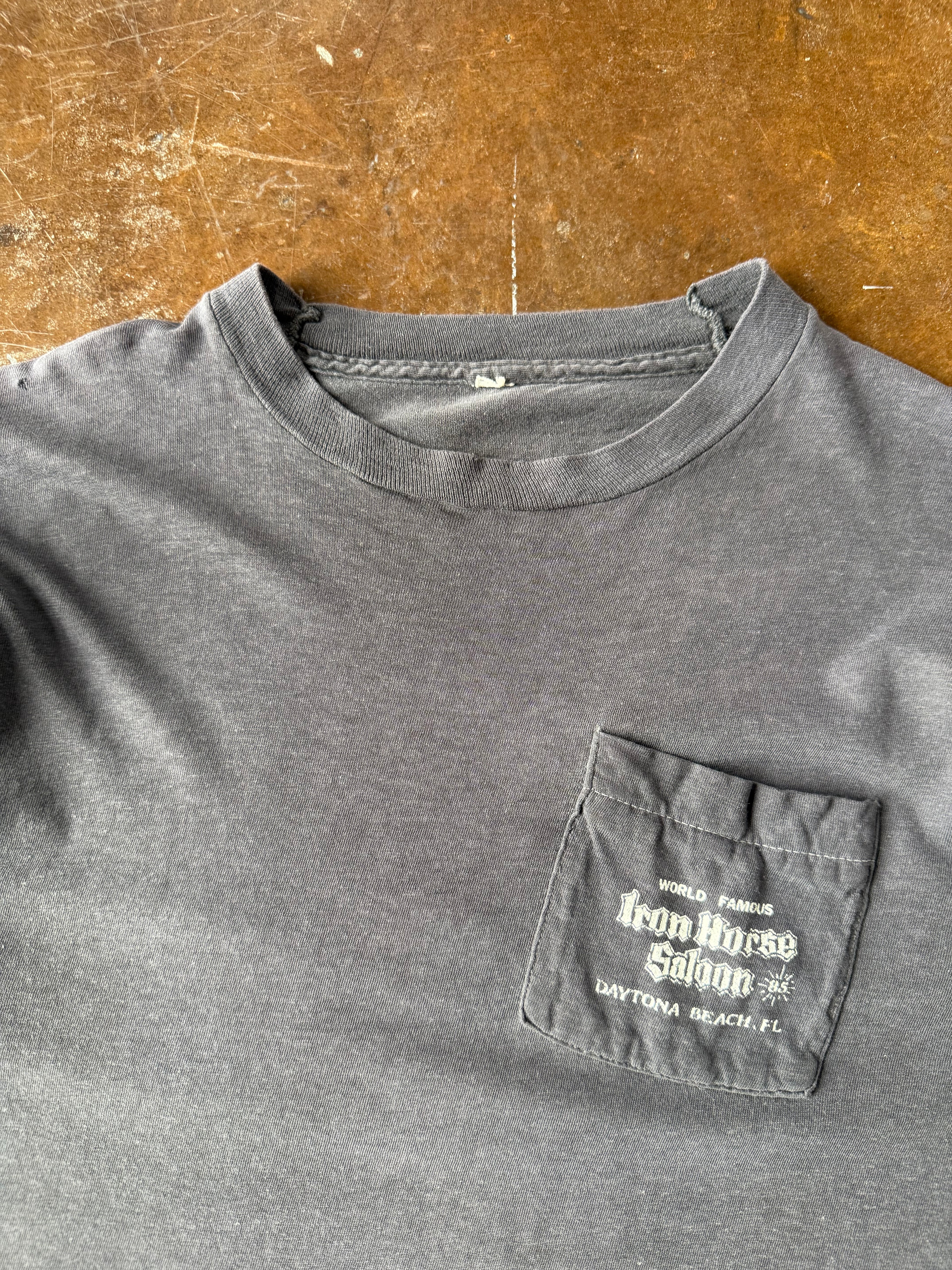 1983 faded Iron Horse Saloon biker pocket shirt (MEDIUM)