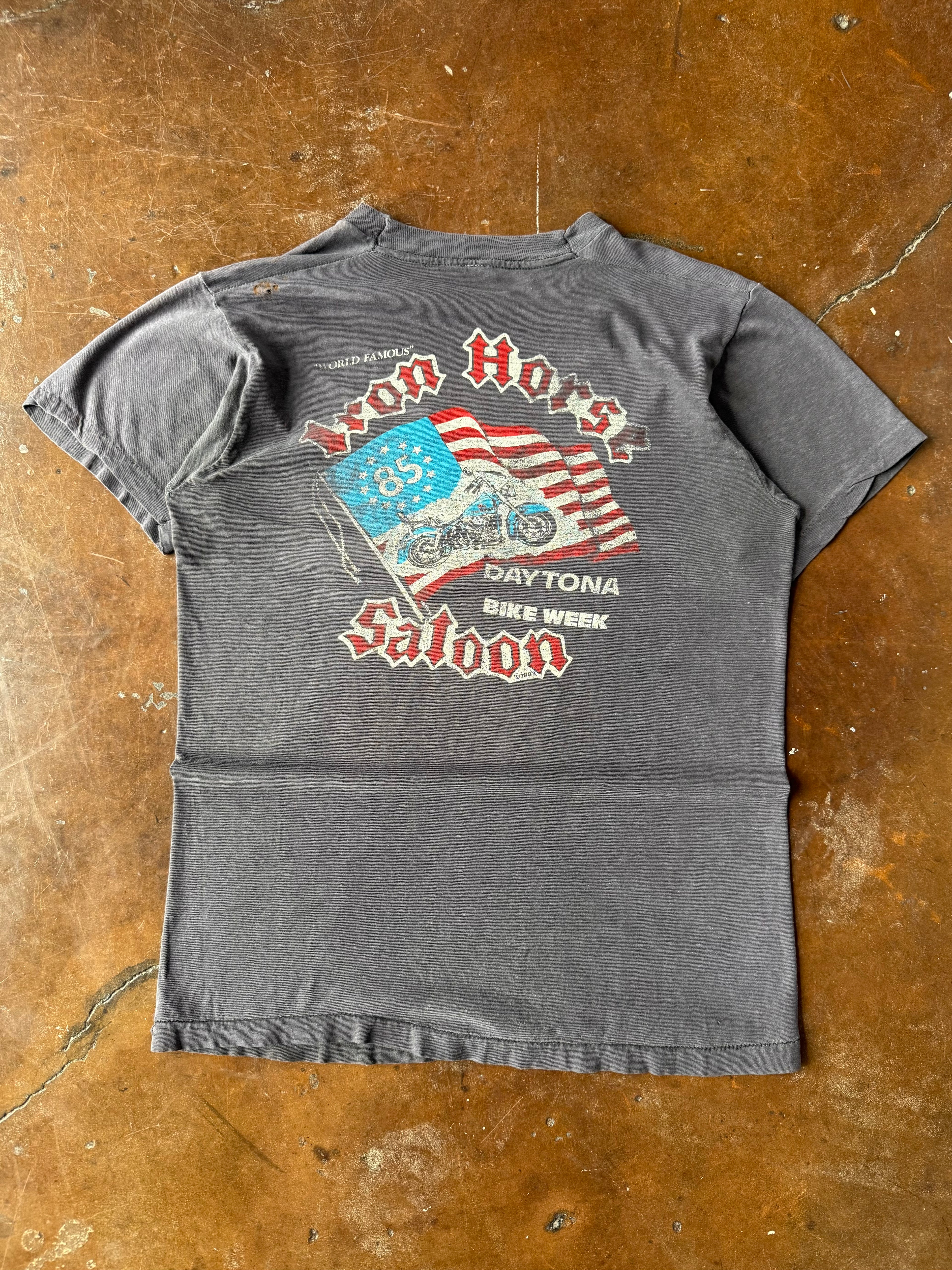1983 faded Iron Horse Saloon biker pocket shirt (MEDIUM)