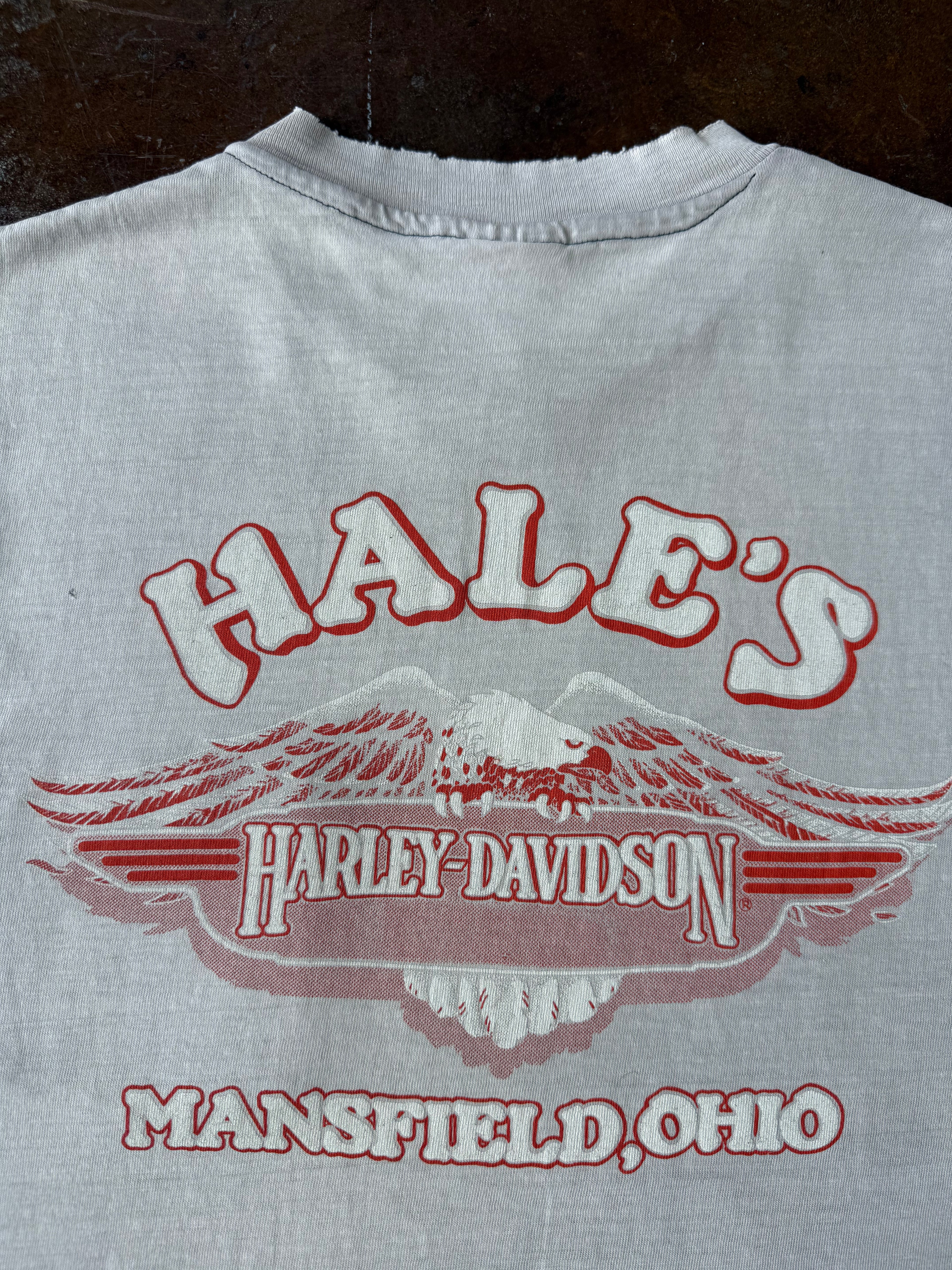 1985 faded Harley Davidson "tearing up the competition" biker cut-off shirt (MEDIUM)