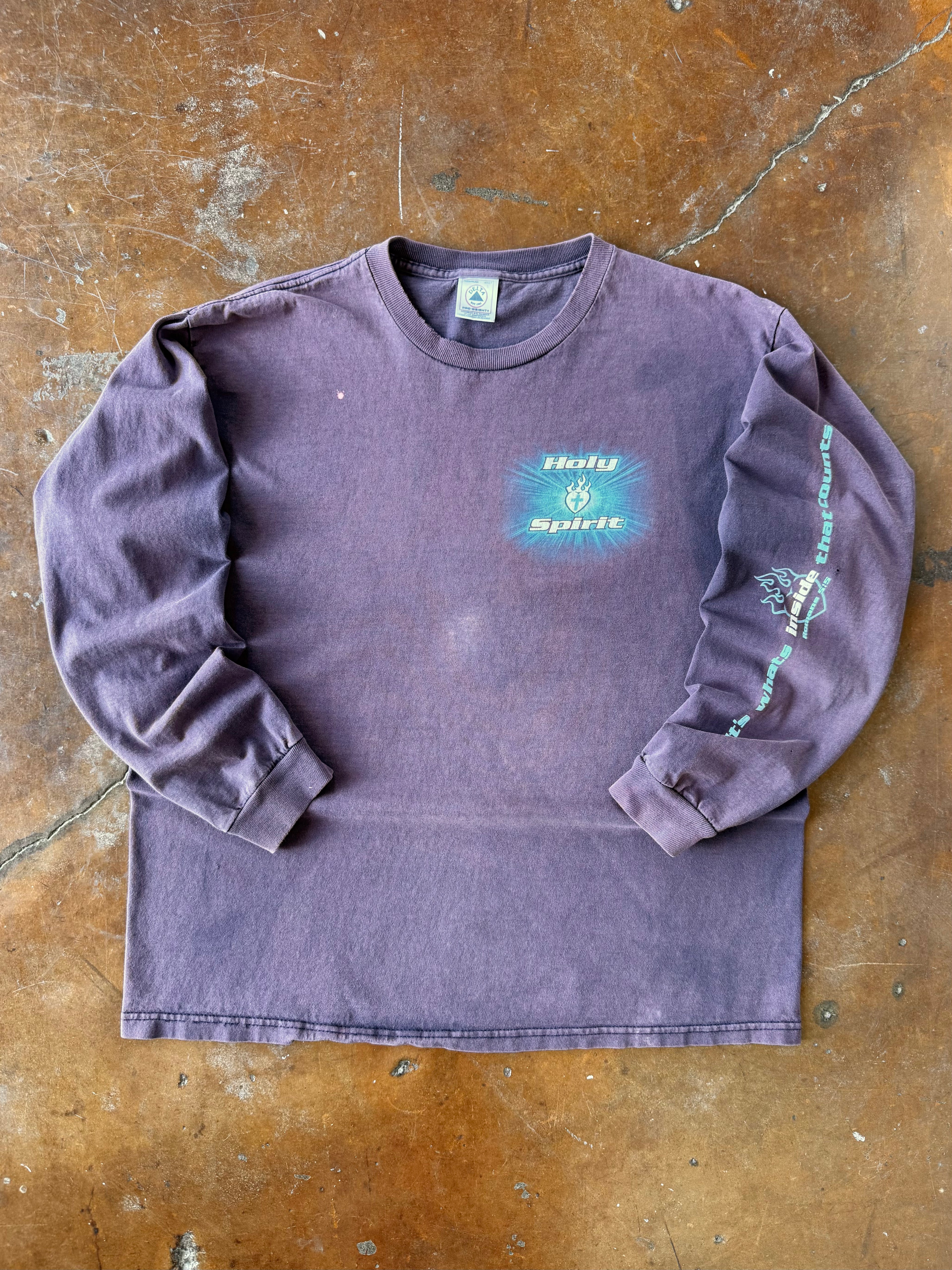 2000s faded Holy Spirt Jesus longsleeve shirt (LARGE)