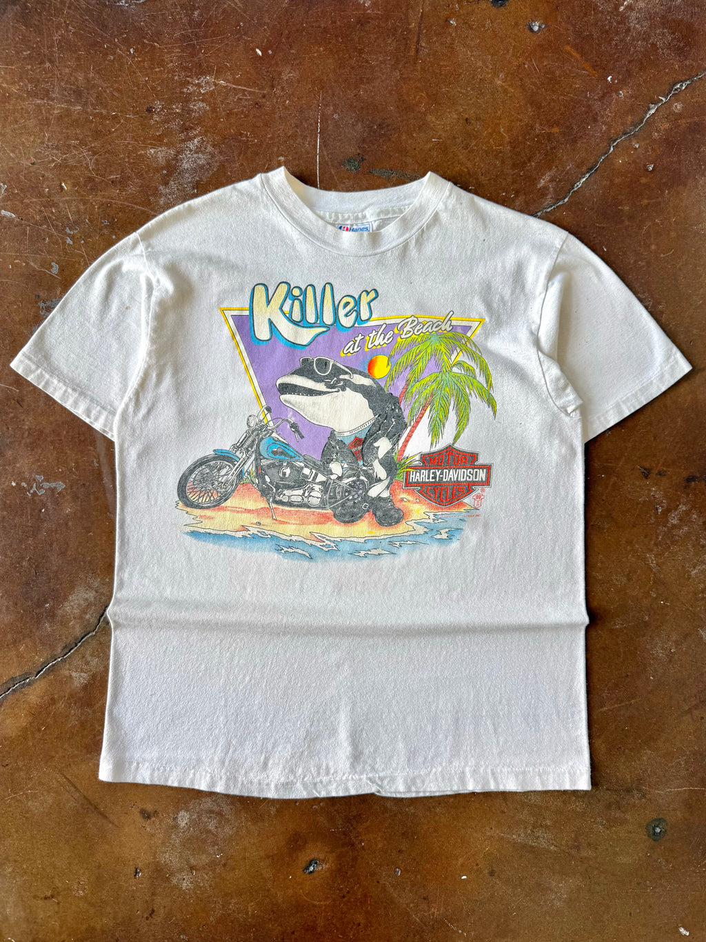80s Harley Davidson "killer whale" biker shirt (LARGE)