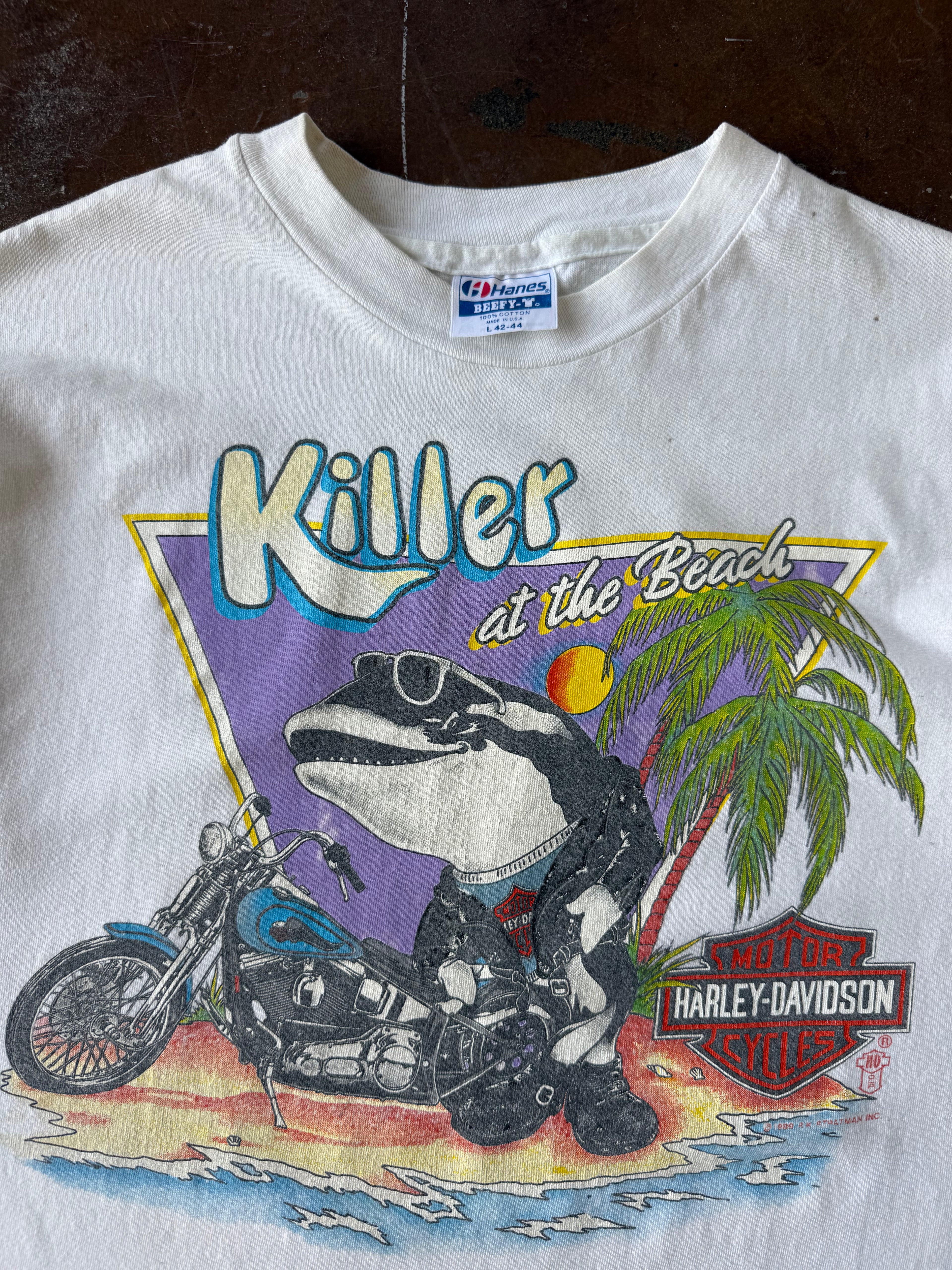 80s Harley Davidson "killer whale" biker shirt (LARGE)