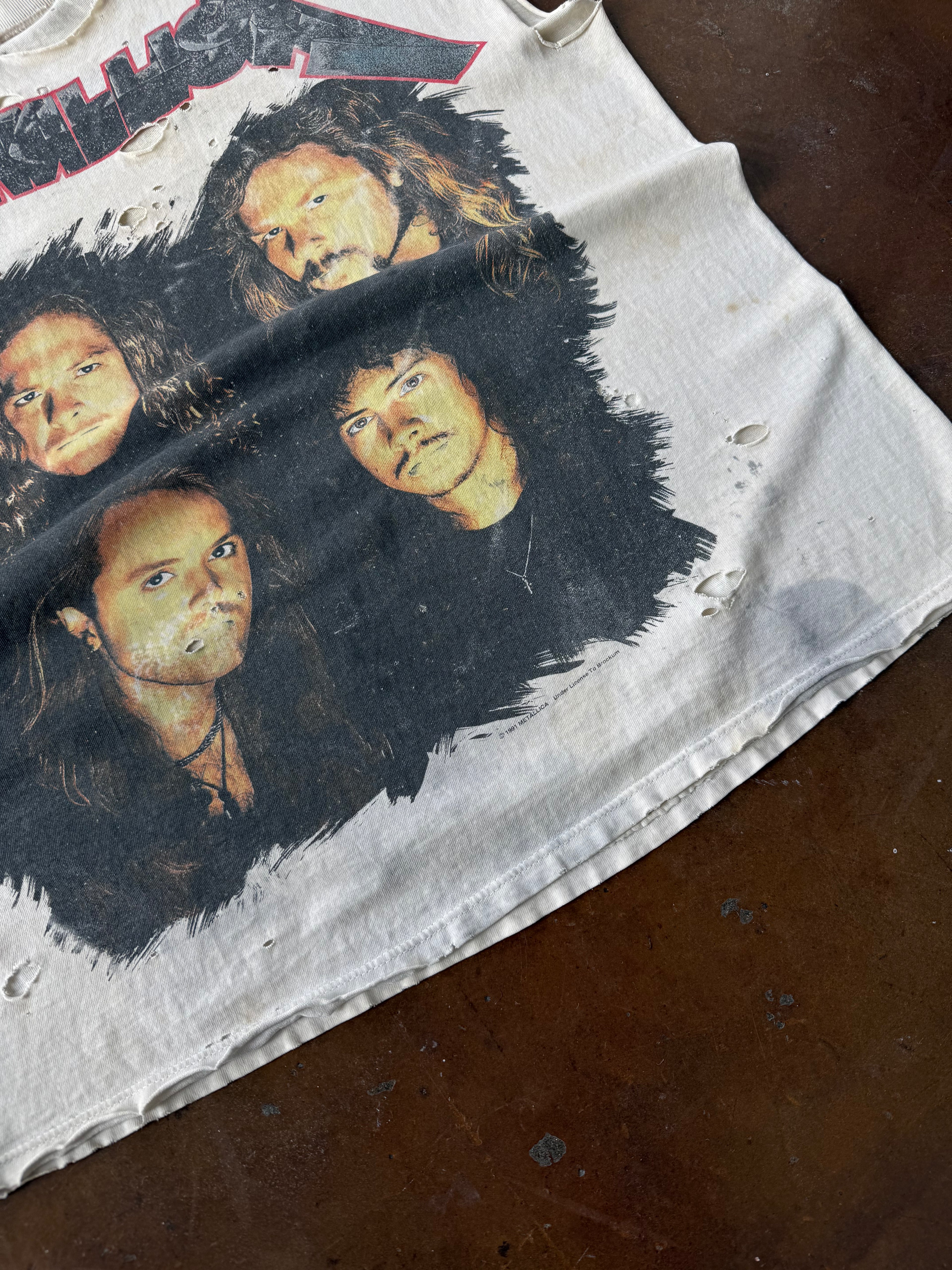 1993 heavily distressed/patina Metallica "wherever I may roam" band cut-off shirt (XL)