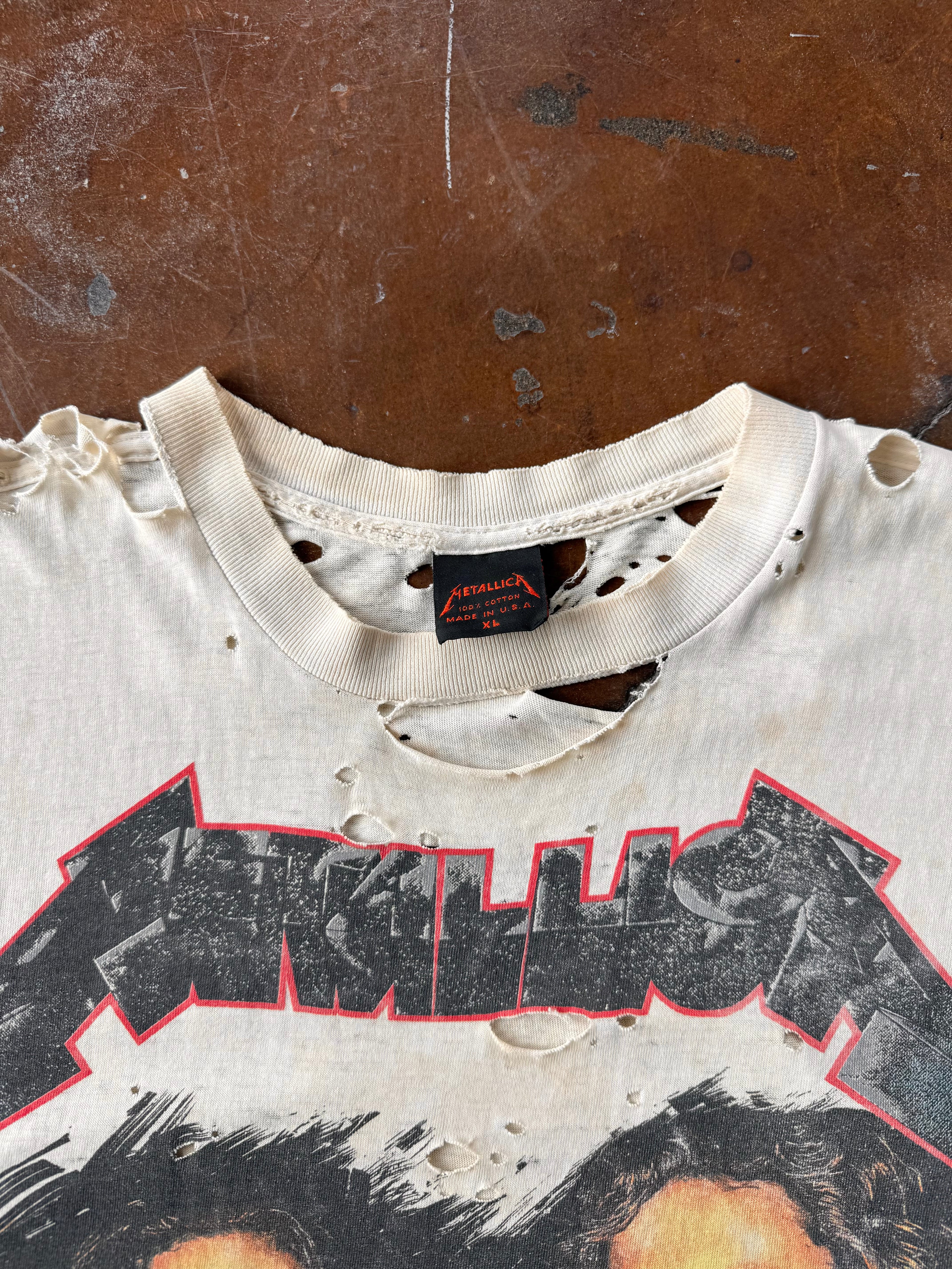 1993 heavily distressed/patina Metallica "wherever I may roam" band cut-off shirt (XL)
