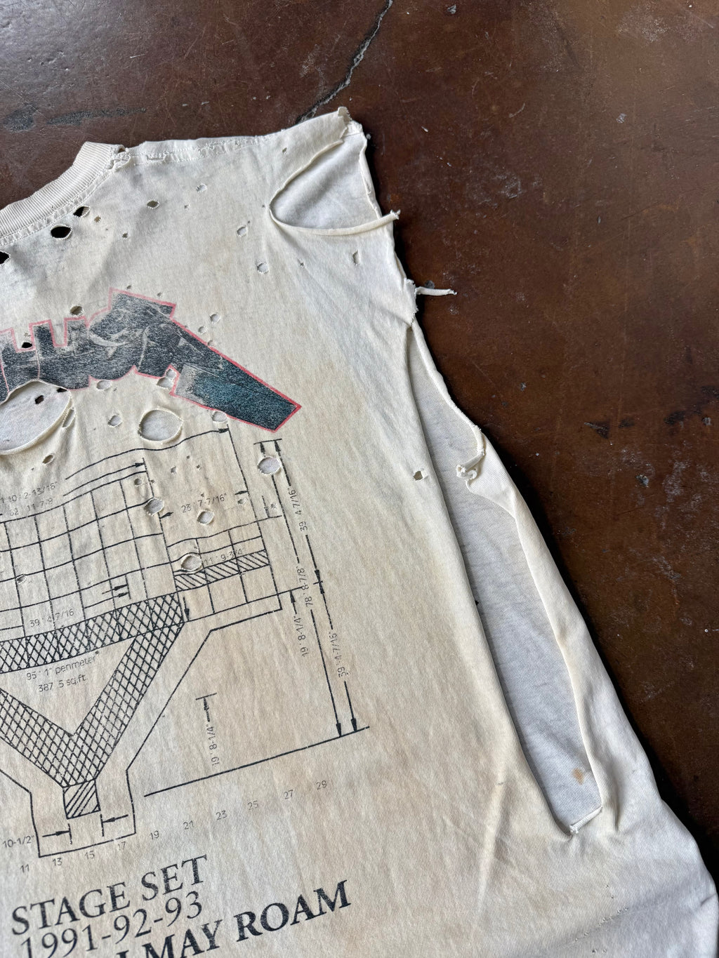 1993 heavily distressed/patina Metallica "wherever I may roam" band cut-off shirt (XL)