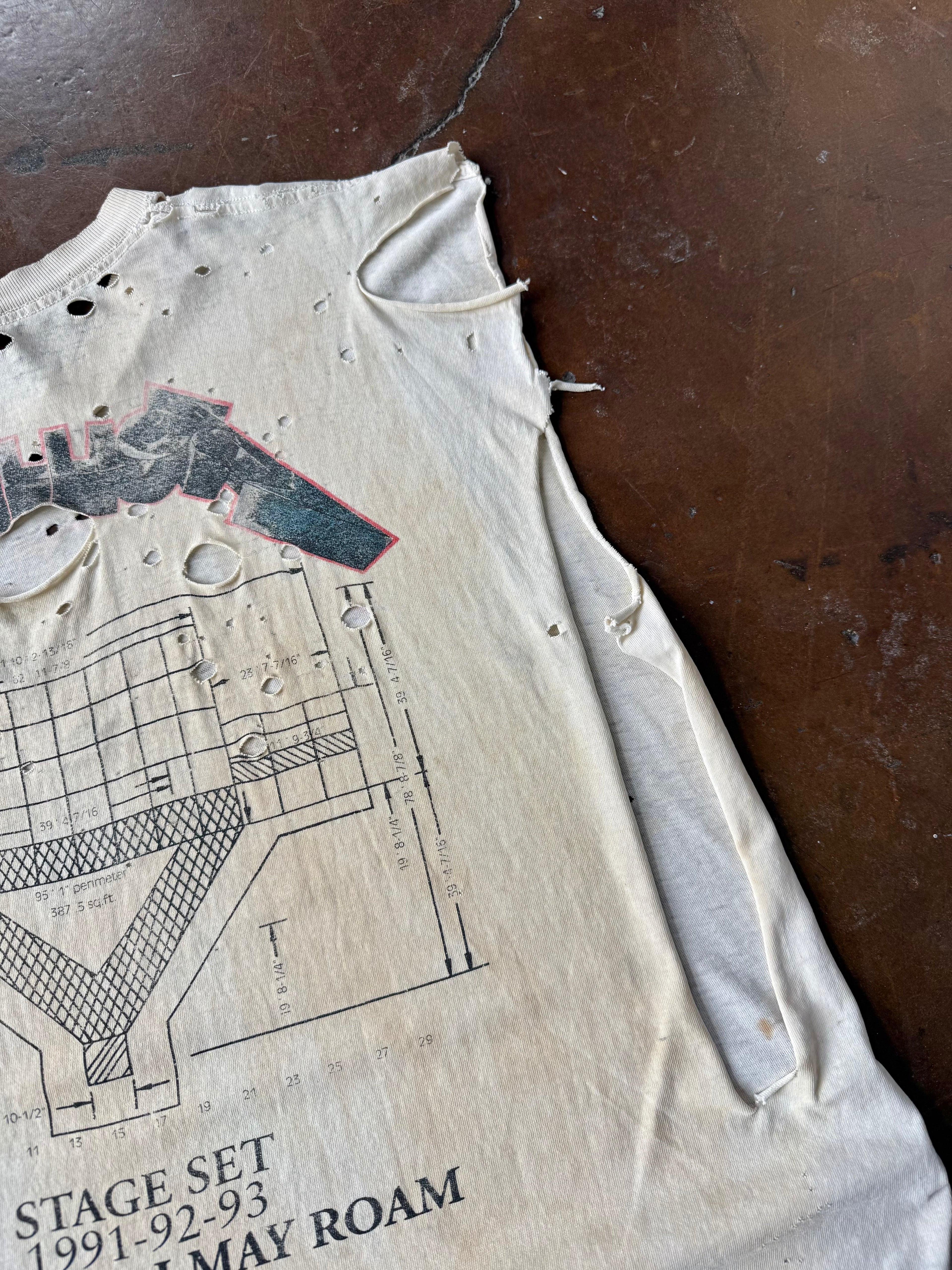 1993 heavily distressed/patina Metallica "wherever I may roam" band cut-off shirt (XL)
