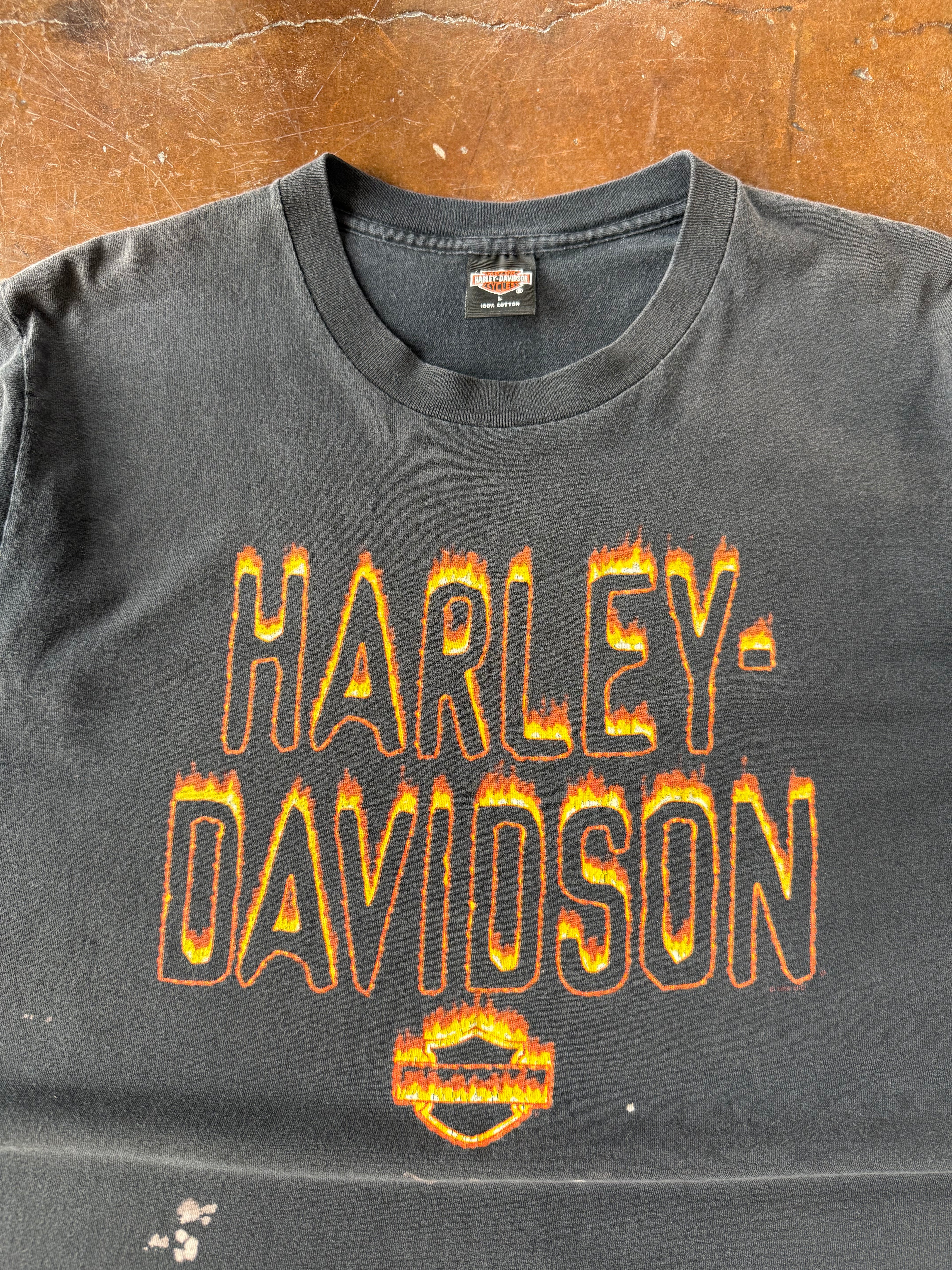 1995 Harley Davidson "flame logo" biker shirt (LARGE)
