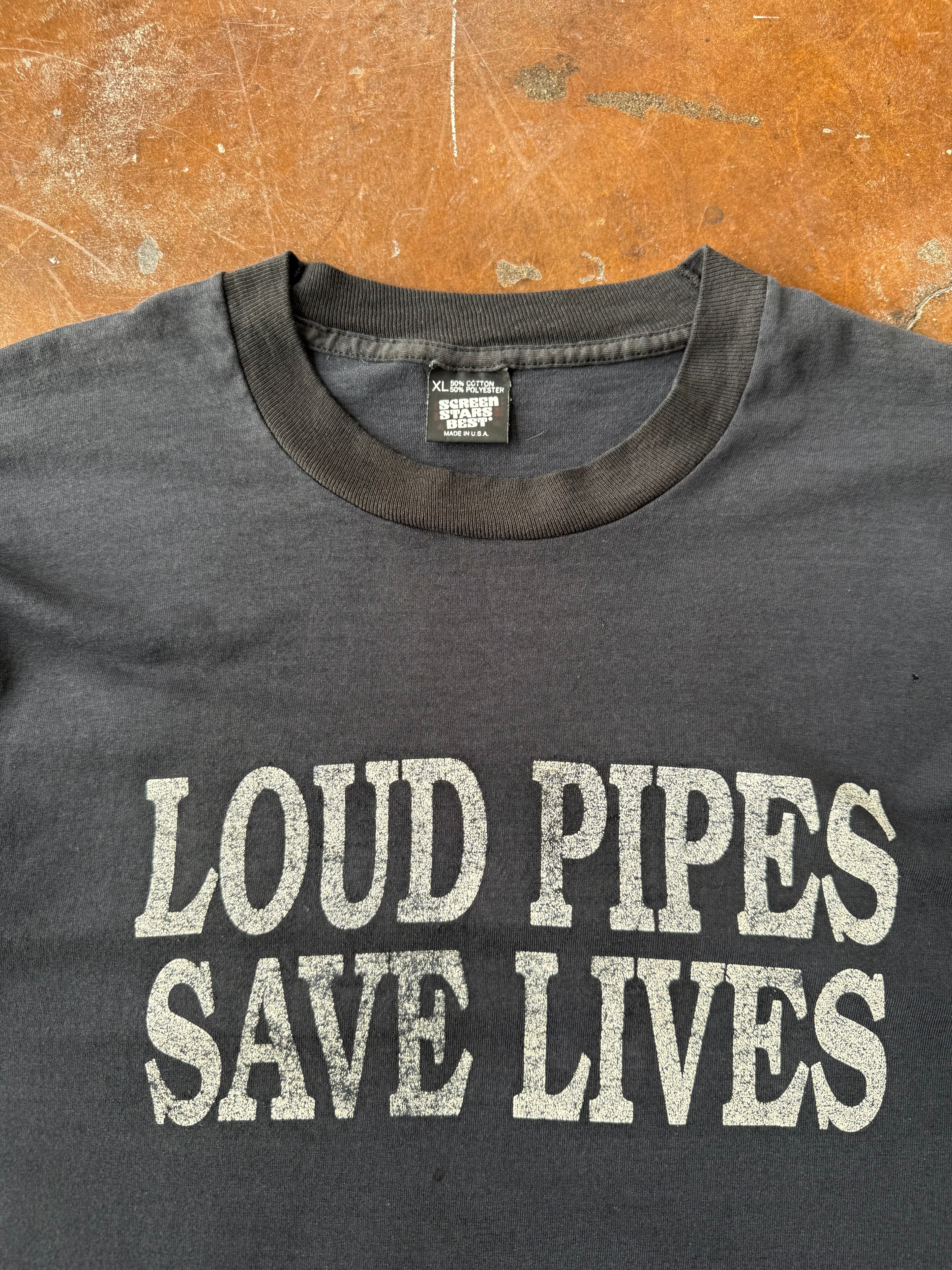 90s Loud Pipes Save Lives biker shirt (XL)