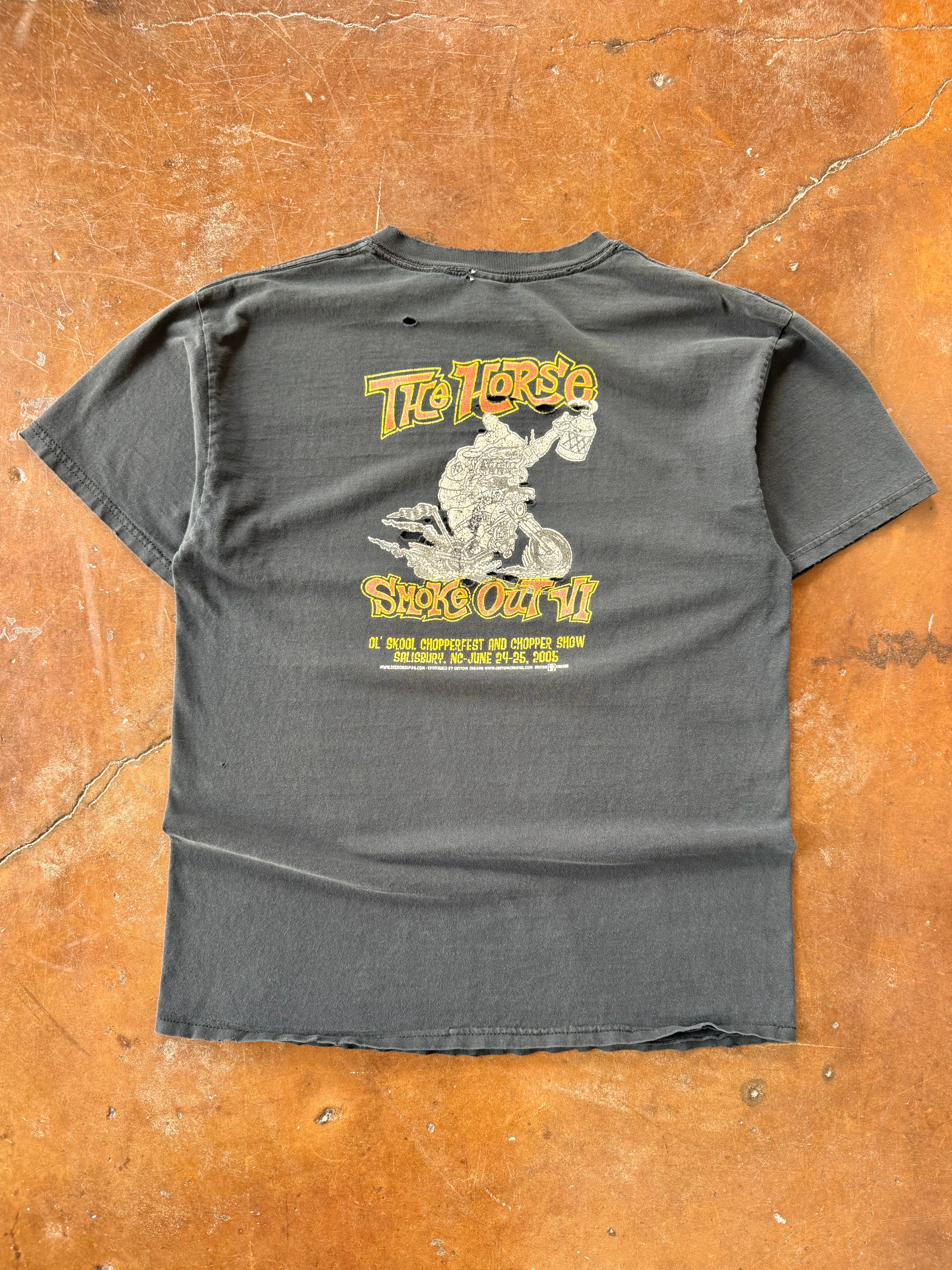 2005 distressed The Horse Smoke Out "ratfink" biker shirt (LARGE)