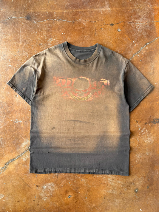 2000s faded Harley Davidson "flame skull" biker shirt (LARGE)