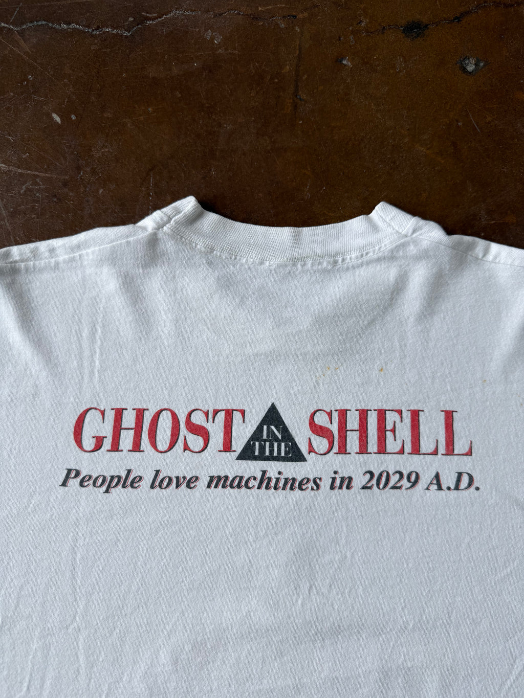 1995 Ghost in the Shell "people love machines in 2029 A.D." anime shirt (LARGE)