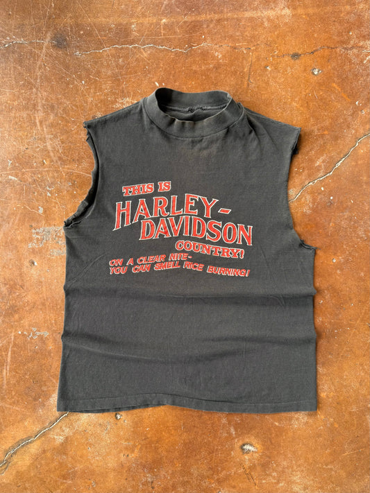 80s Harley Davidson "this is harley country" cut-off shirt (MEDIUM)