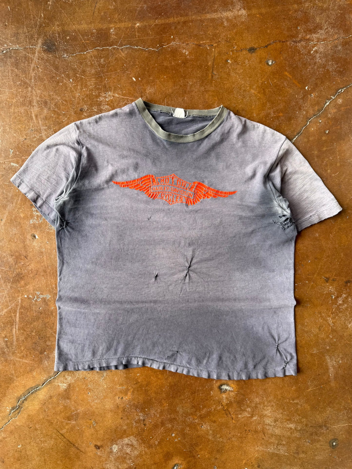 70s faded Harley Davidson "winged emblem" biker shirt (LARGE)