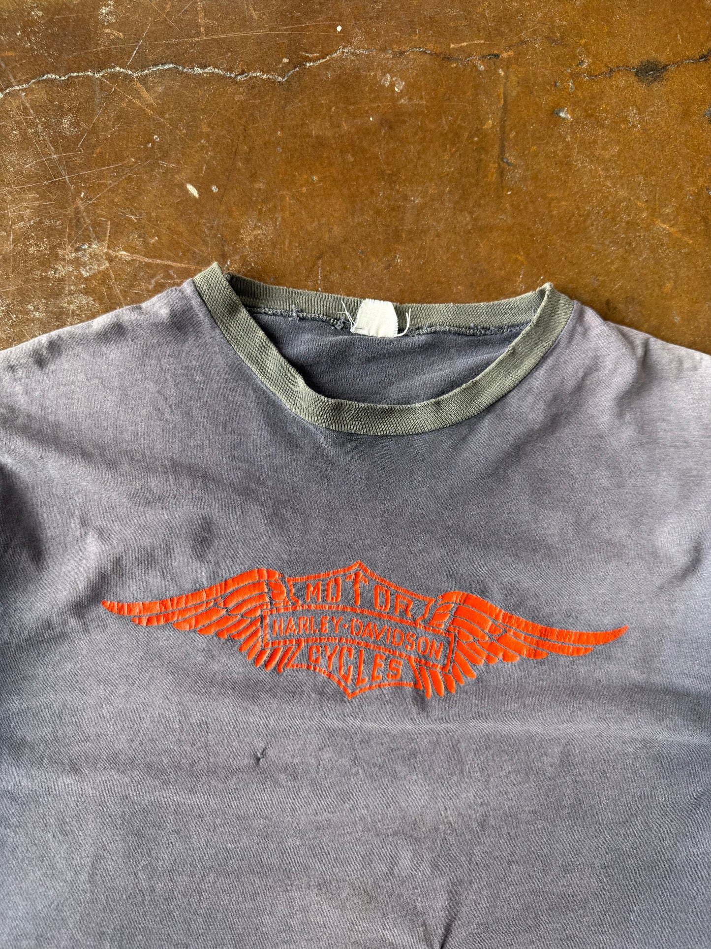 70s faded Harley Davidson "winged emblem" biker shirt (LARGE)