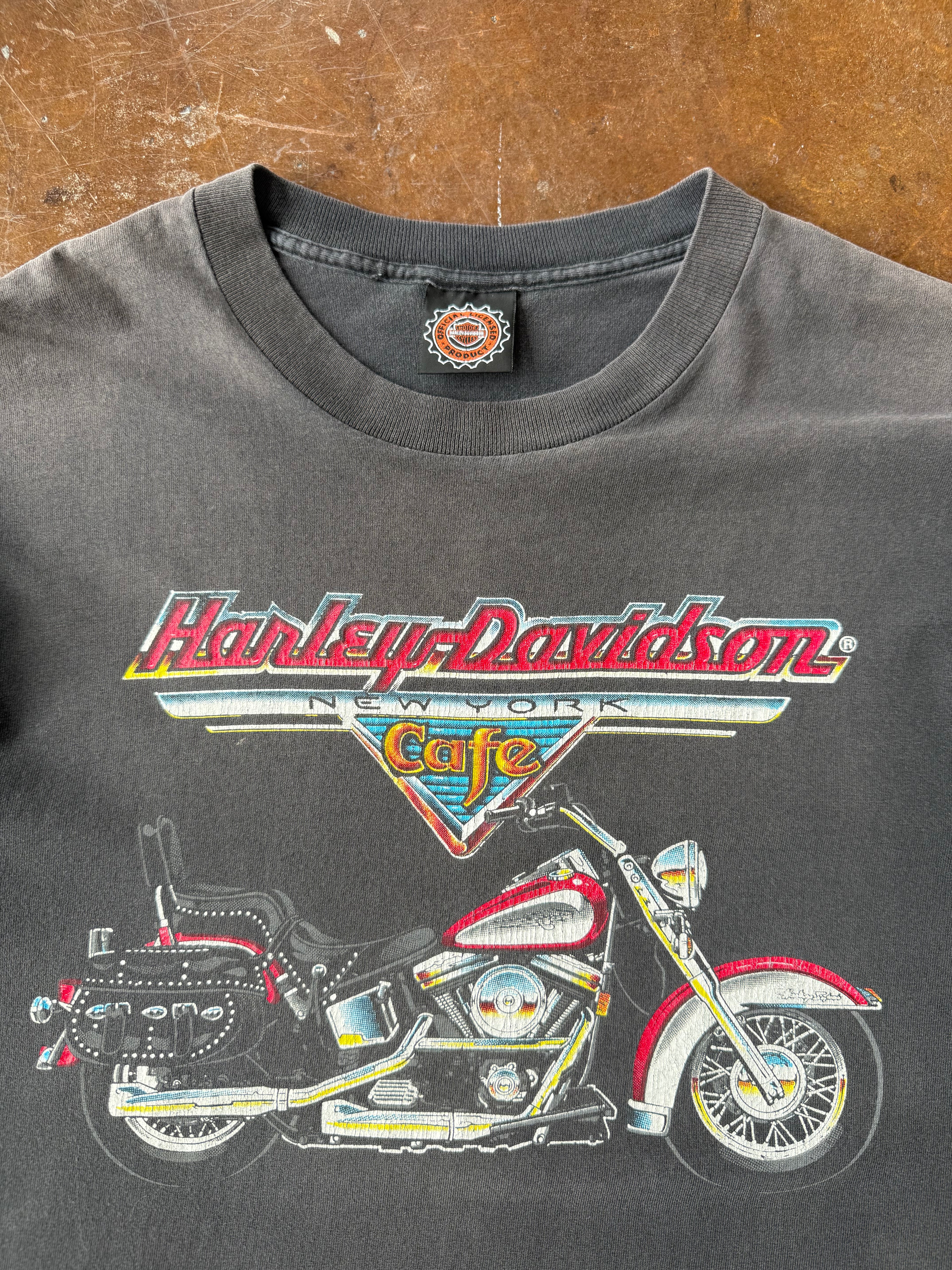 90s faded Harley Davidson Cafe "new york" biker shirt (LARGE)