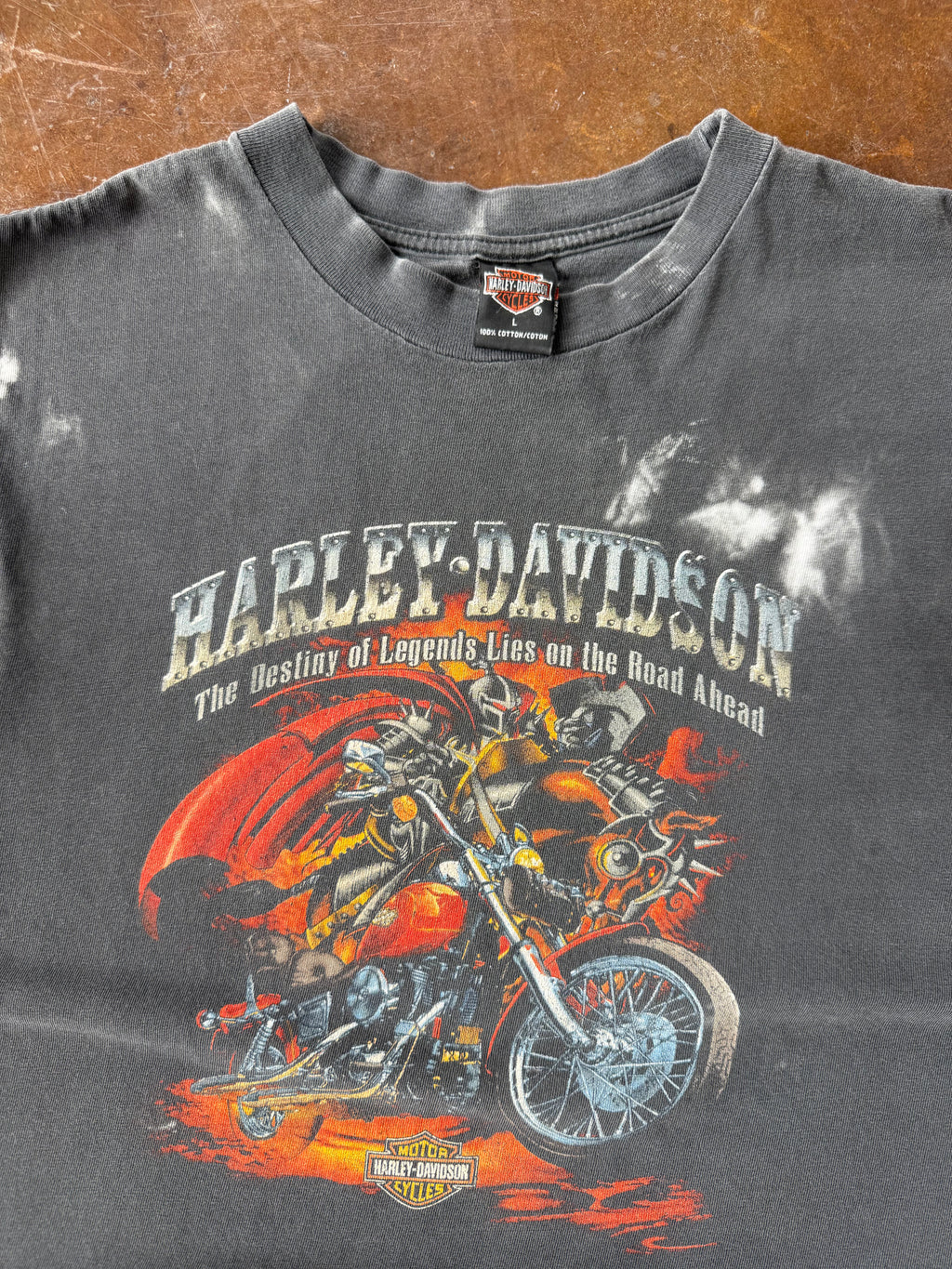 1999 faded Harley Davidson "knight" cut-off biker shirt (LARGE)