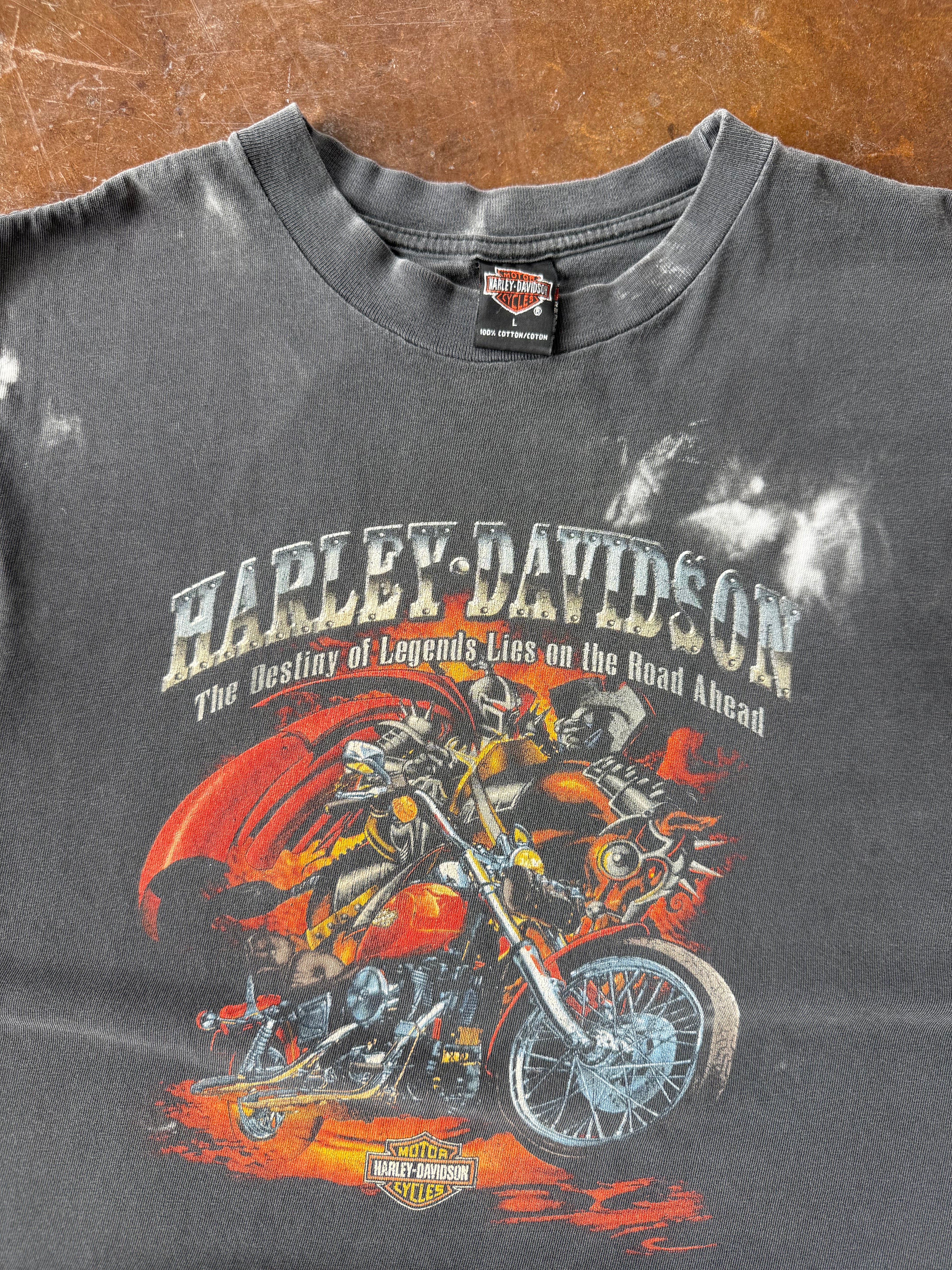 1999 faded Harley Davidson "knight" cut-off biker shirt (LARGE)