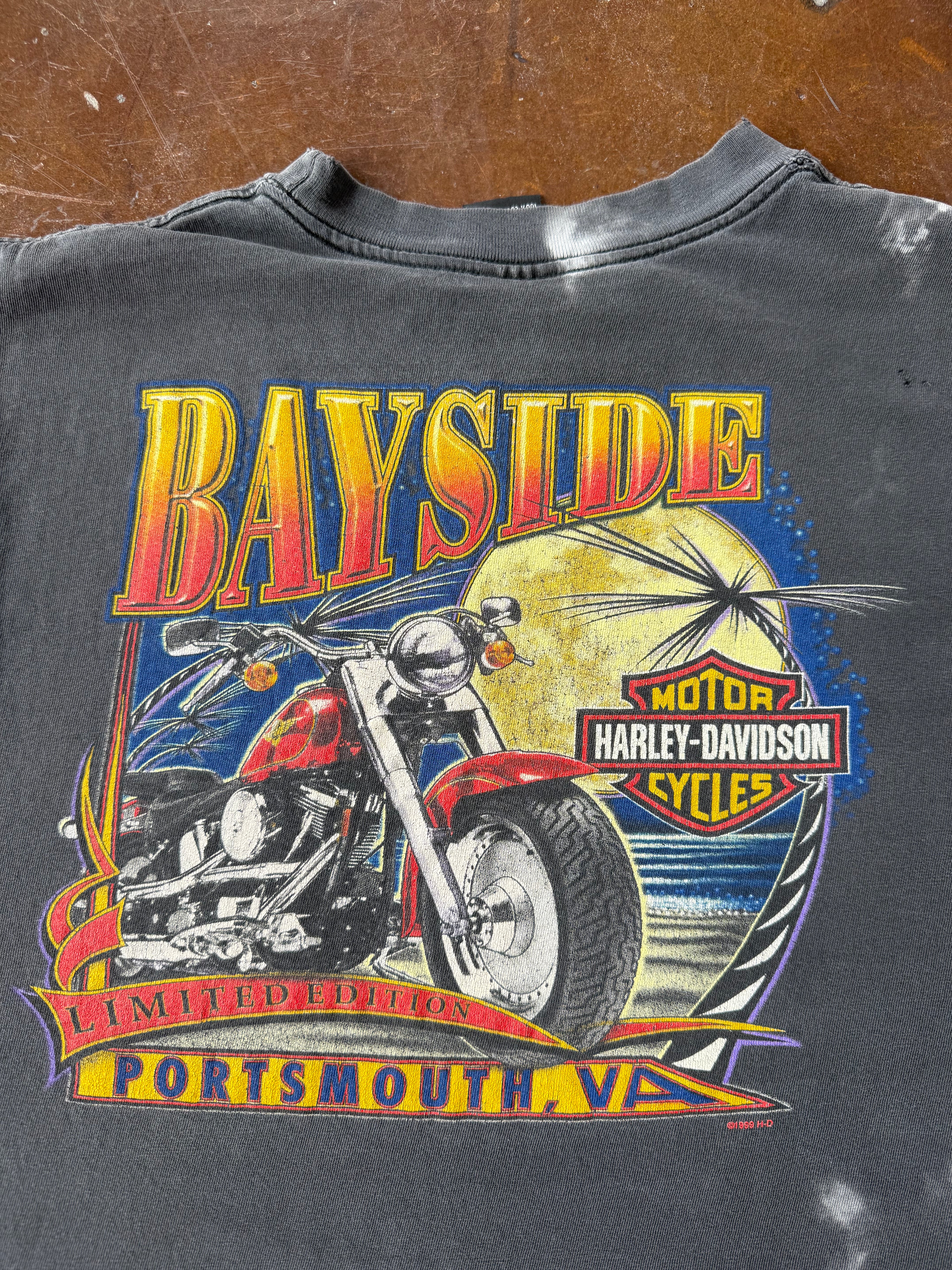 1999 faded Harley Davidson "knight" cut-off biker shirt (LARGE)