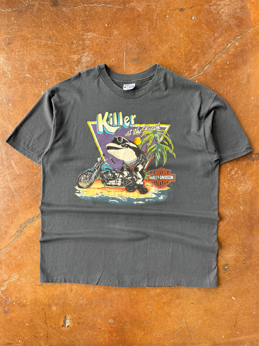 80s Harley Davidson "killer whale" biker shirt (XXL)