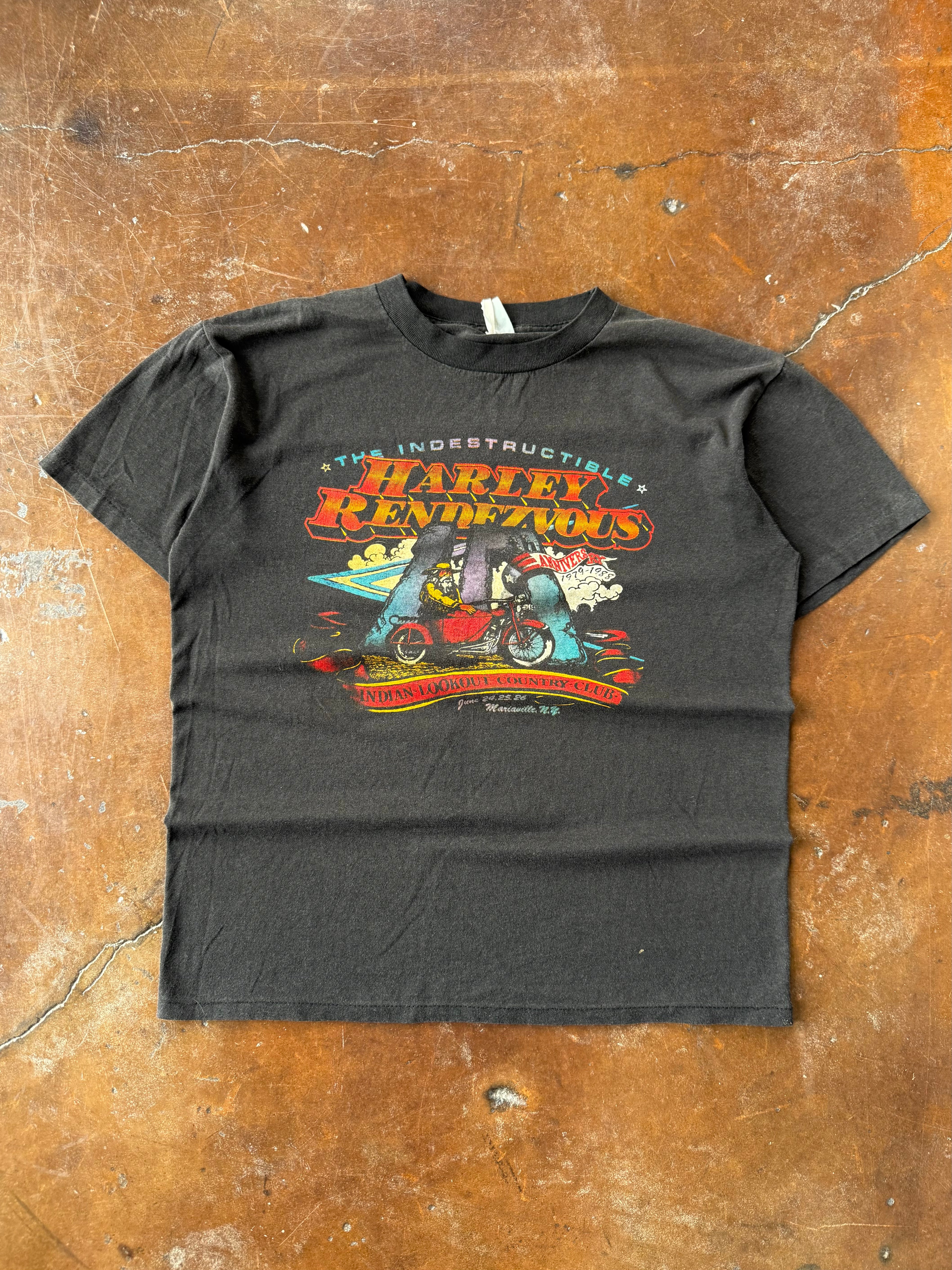 1988 Harley Rendezvous "the indestructible" biker shirt (LARGE)