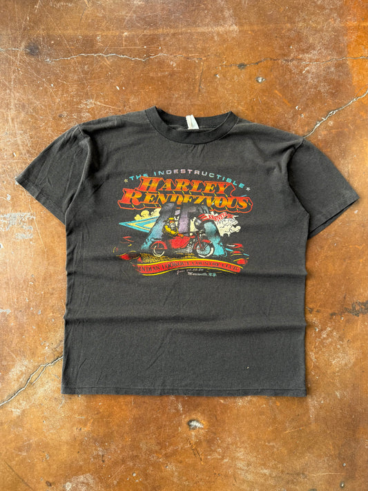 1988 Harley Rendezvous "the indestructible" biker shirt (LARGE)