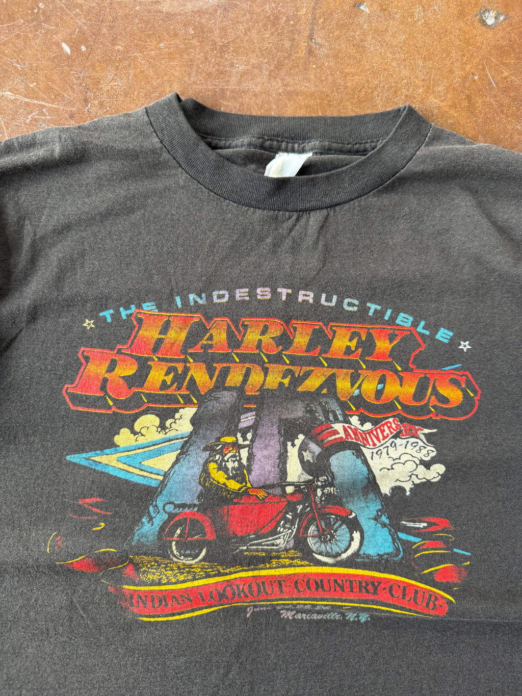 1988 Harley Rendezvous "the indestructible" biker shirt (LARGE)