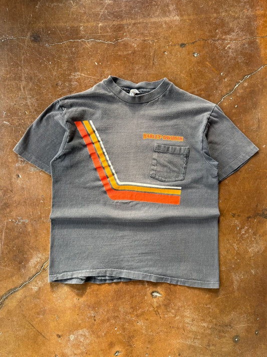 80s faded Harley Davidson "triple stripe" biker shirt (LARGE)