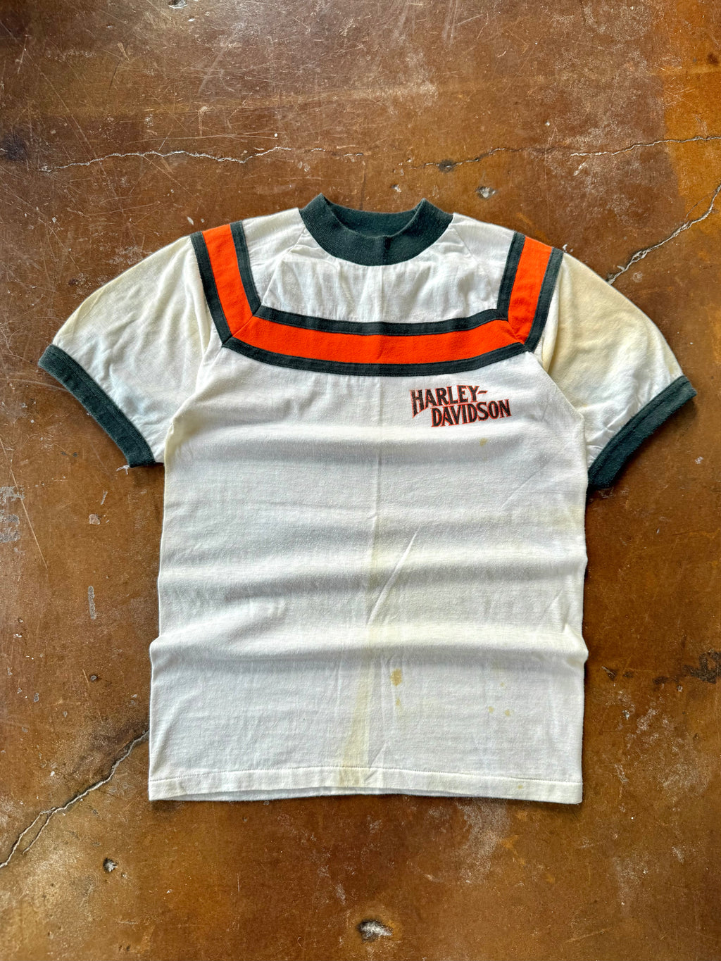 70s Harley Davidson "racing stripes" biker shirt (SMALL)