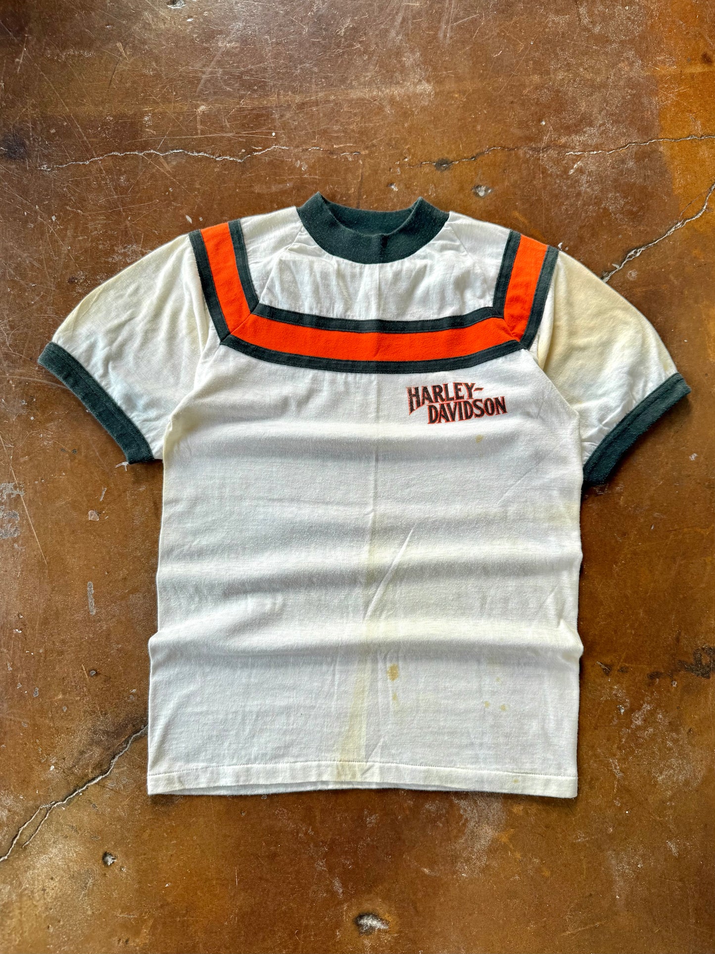70s Harley Davidson "racing stripes" biker shirt (SMALL)