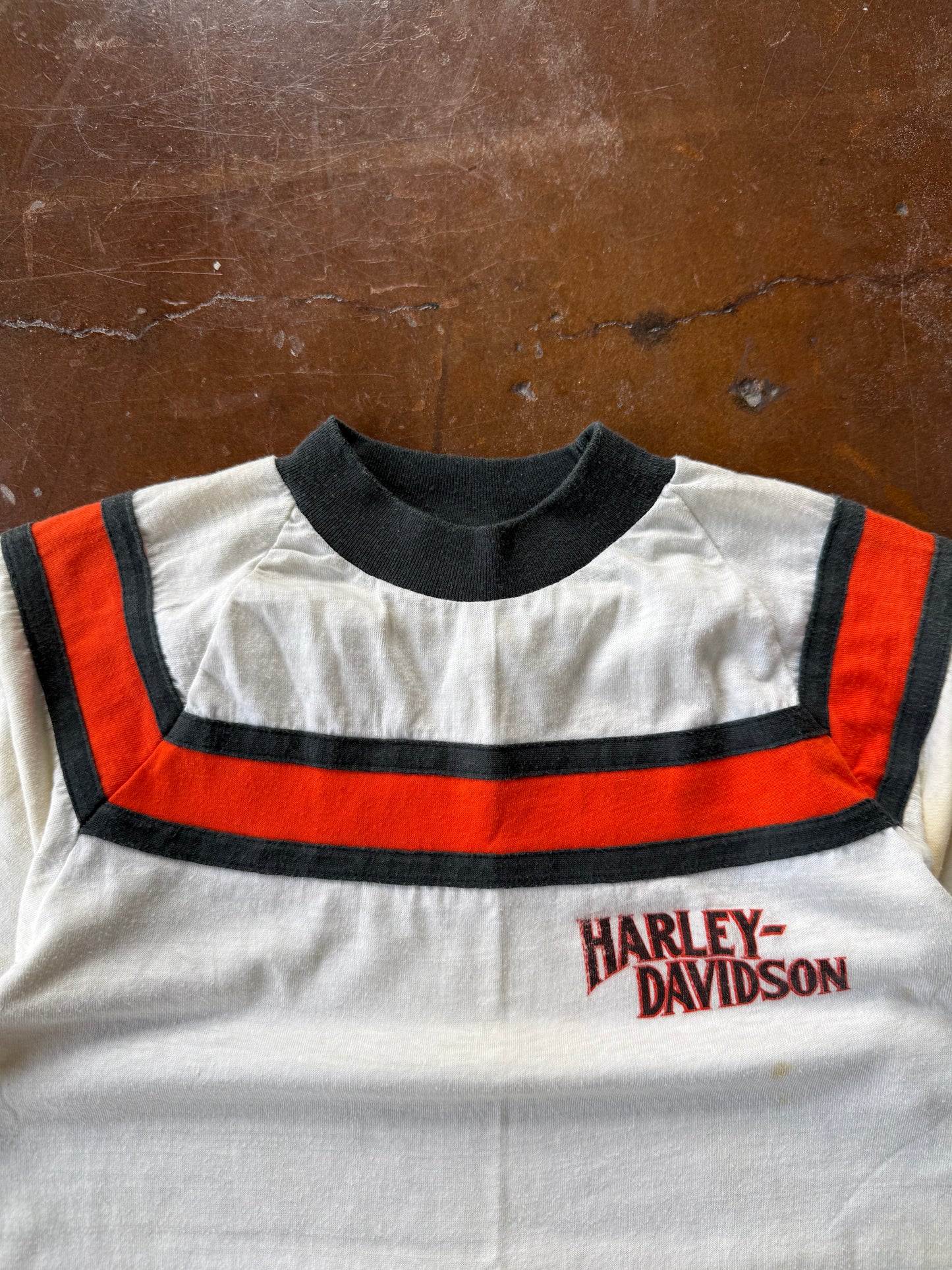 70s Harley Davidson "racing stripes" biker shirt (SMALL)