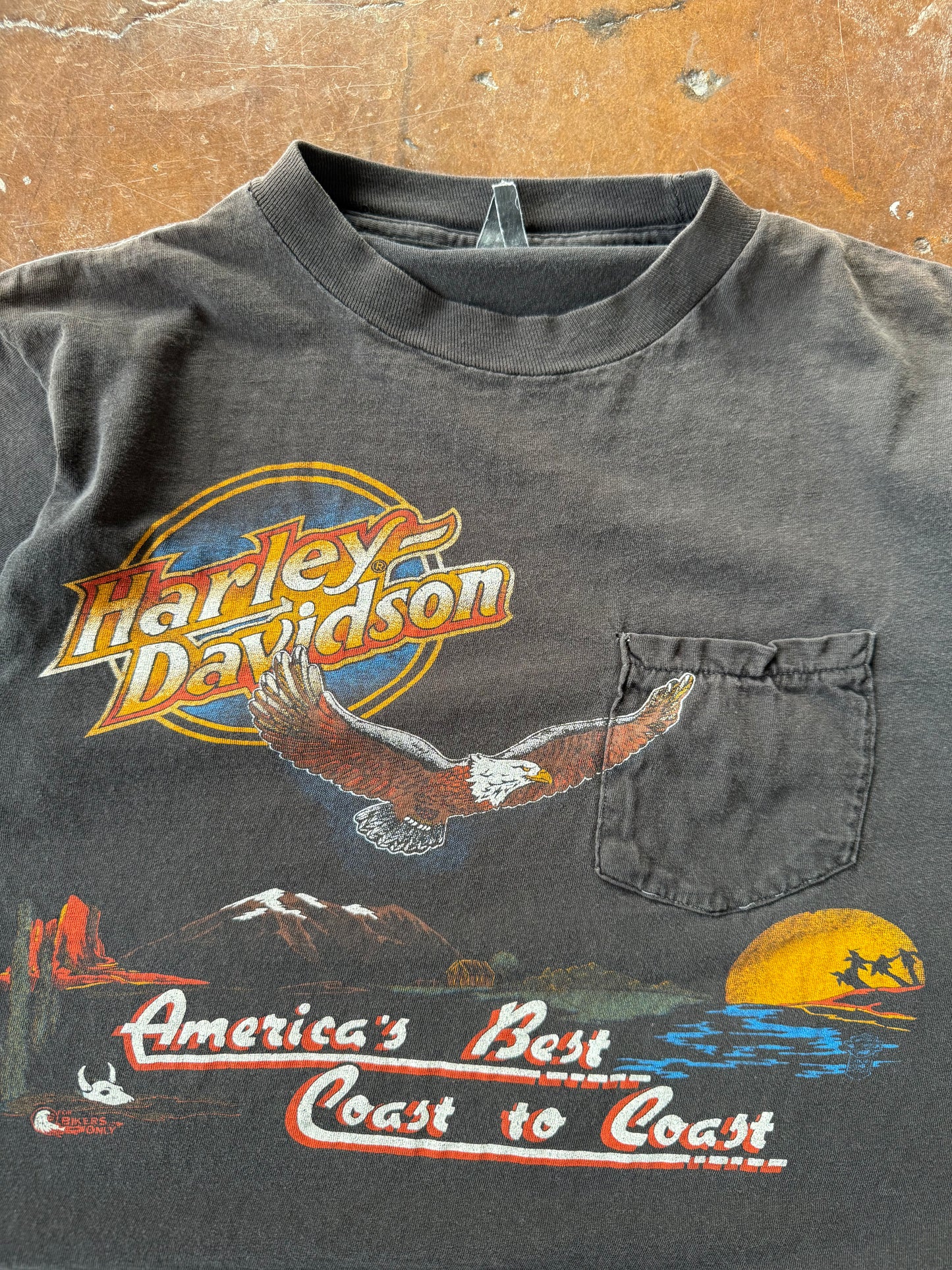 80s Harley Davidson "portrait scene" biker shirt (LARGE)