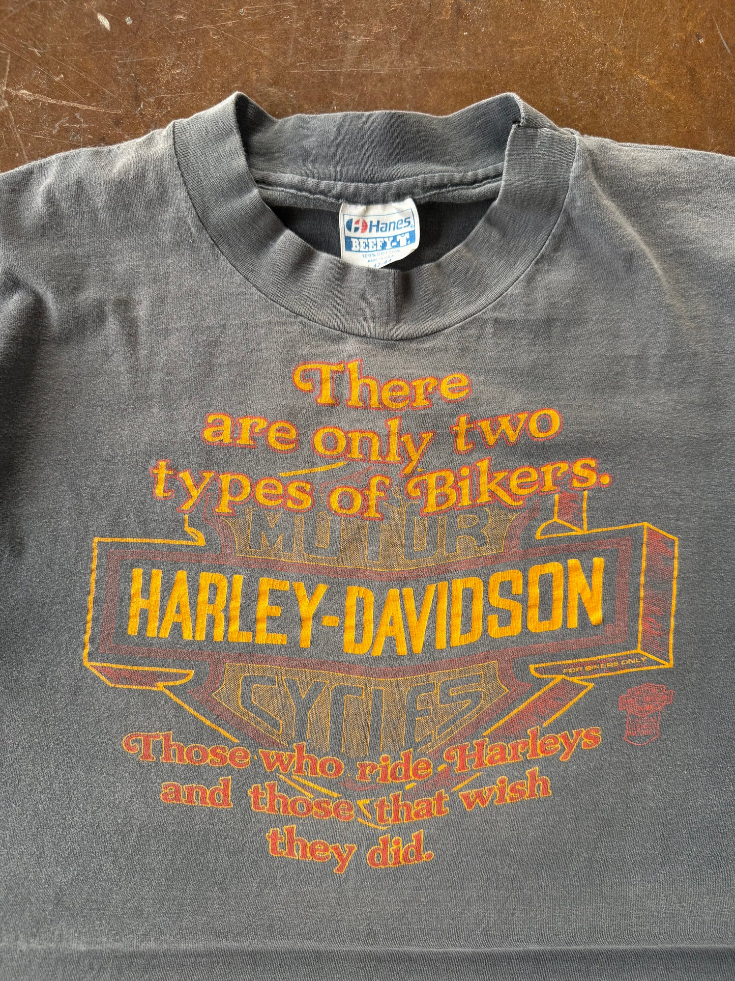 80s faded Harley Davidson "red/gold emblem" biker shirt (LARGE)