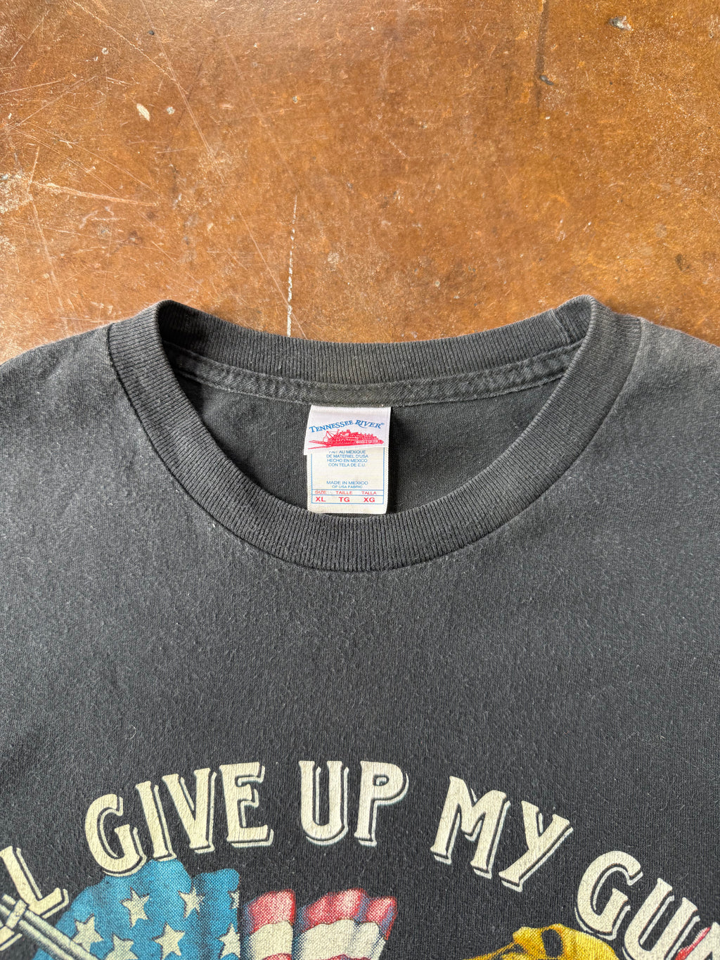 2000s Biker Bar "pry it from my cold, dead fingers" gun shirt (XL)