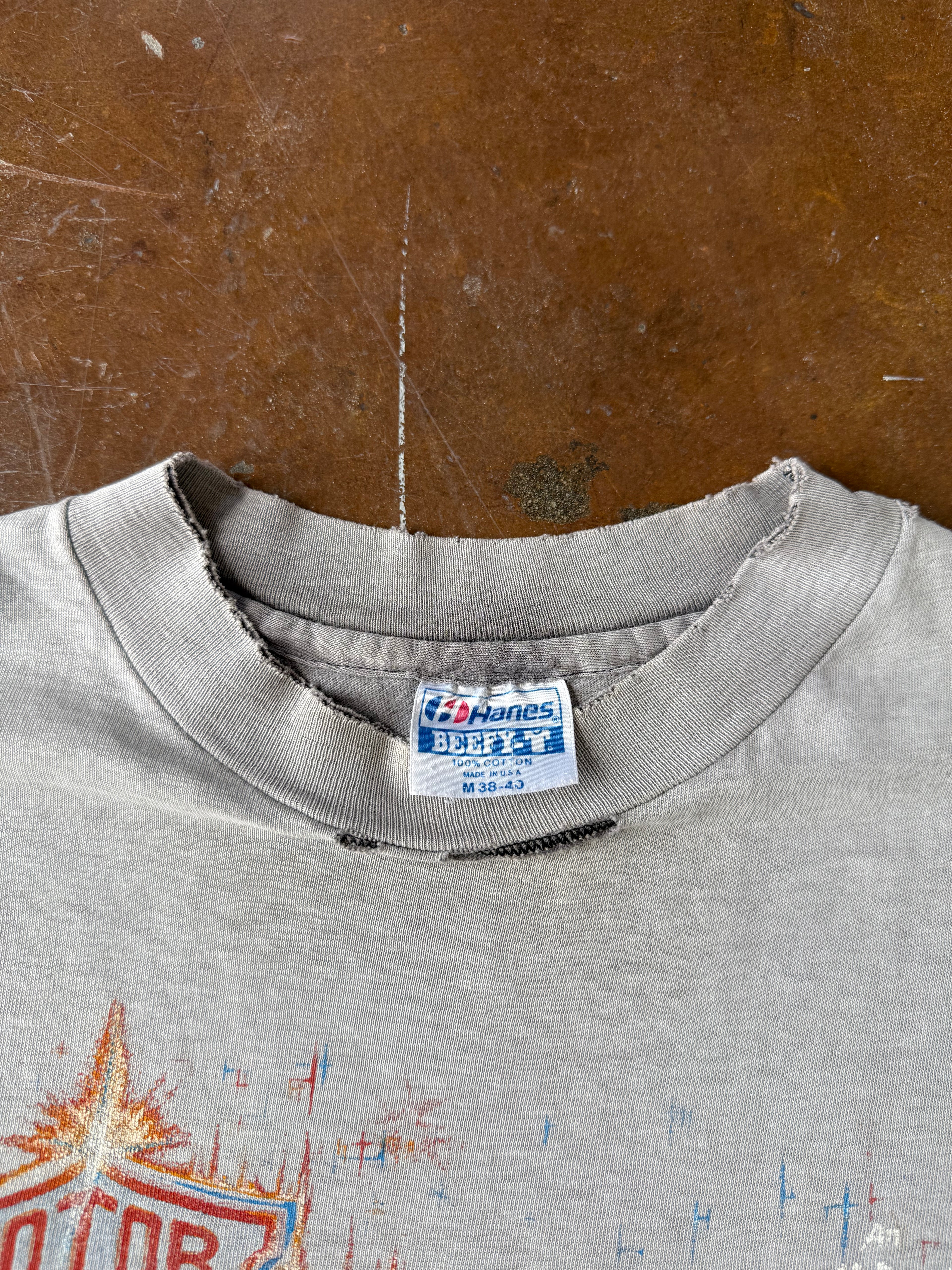 80s faded & lightly distressed Harley Davidson "shining shield" pocket cut-off shirt (MEDIUM)