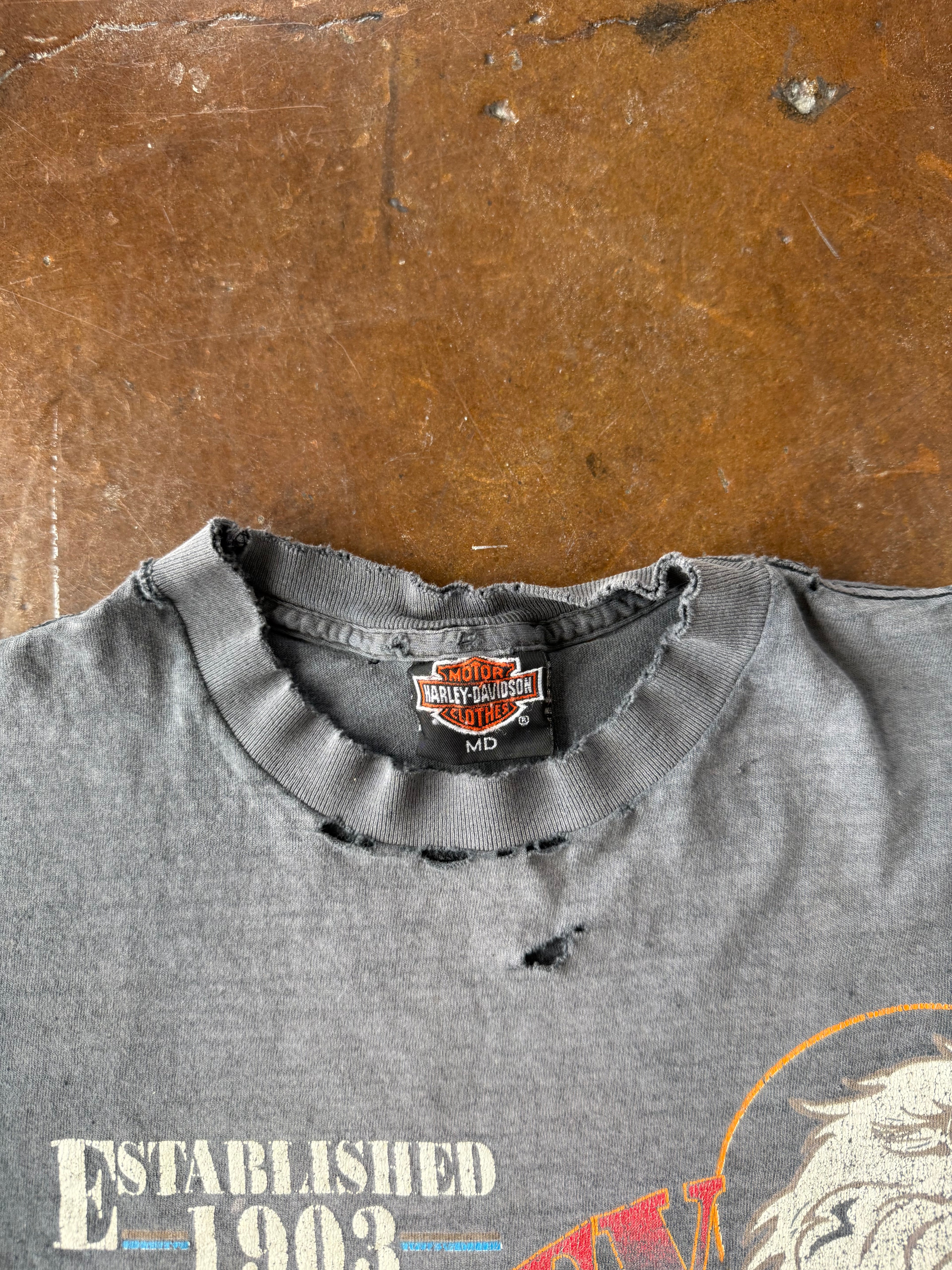90s faded & distressed Harley Davidson "eagle" cut-off shirt (MEDIUM)