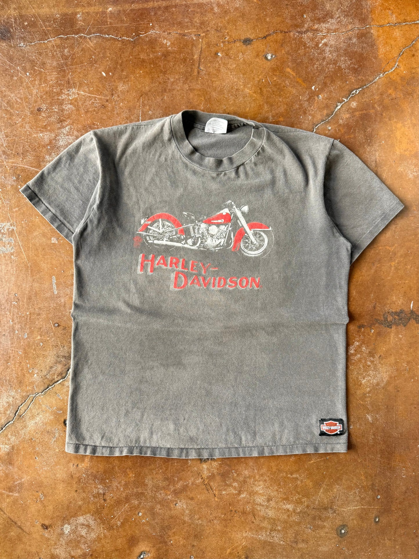 90s faded Harley Davidson "red bike" biker shirt (LARGE)