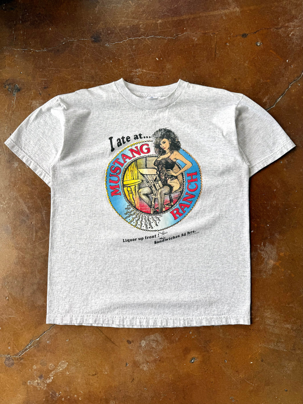 2000s Mustang Ranch "I ate at..." raunchy bar shirt (XL)