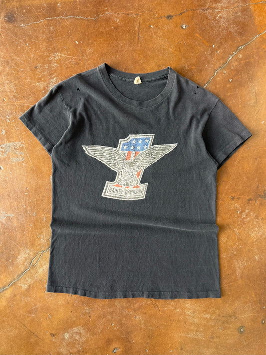 80s Harley Davidson "1 eagle emblem" biker shirt (LARGE)