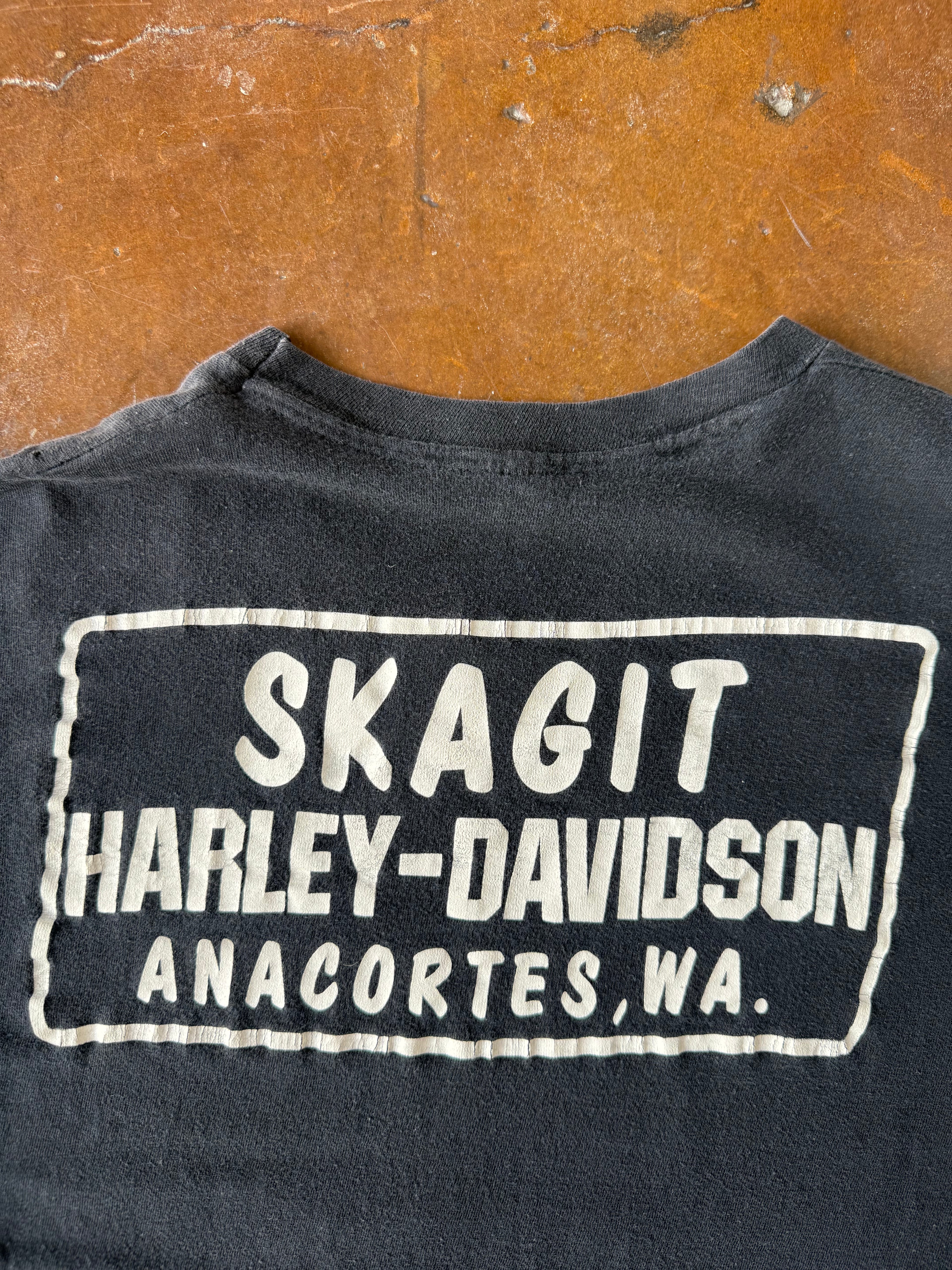 80s Harley Davidson "1 eagle emblem" biker shirt (LARGE)