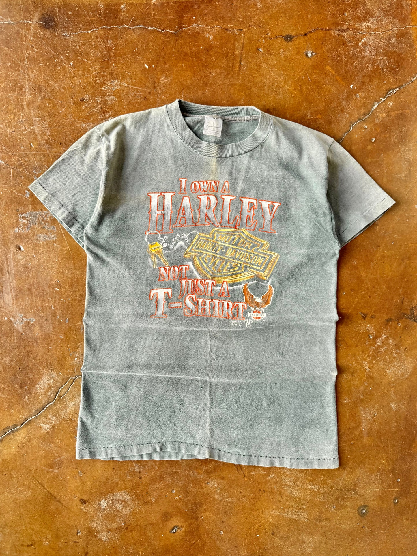 90s faded Harley Davidson "not just this t-shirt" 3D emblem shirt (LARGE)