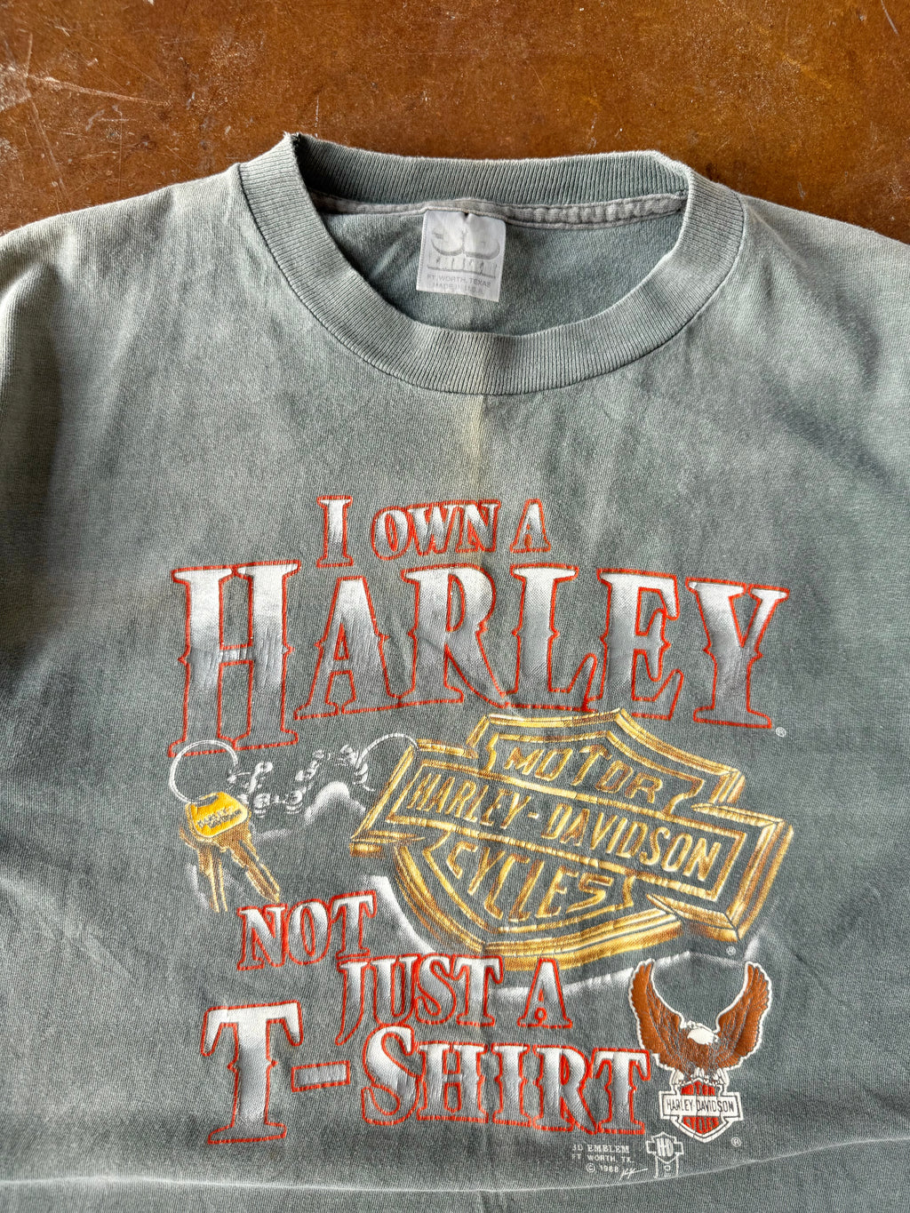 90s faded Harley Davidson "not just this t-shirt" 3D emblem shirt (LARGE)