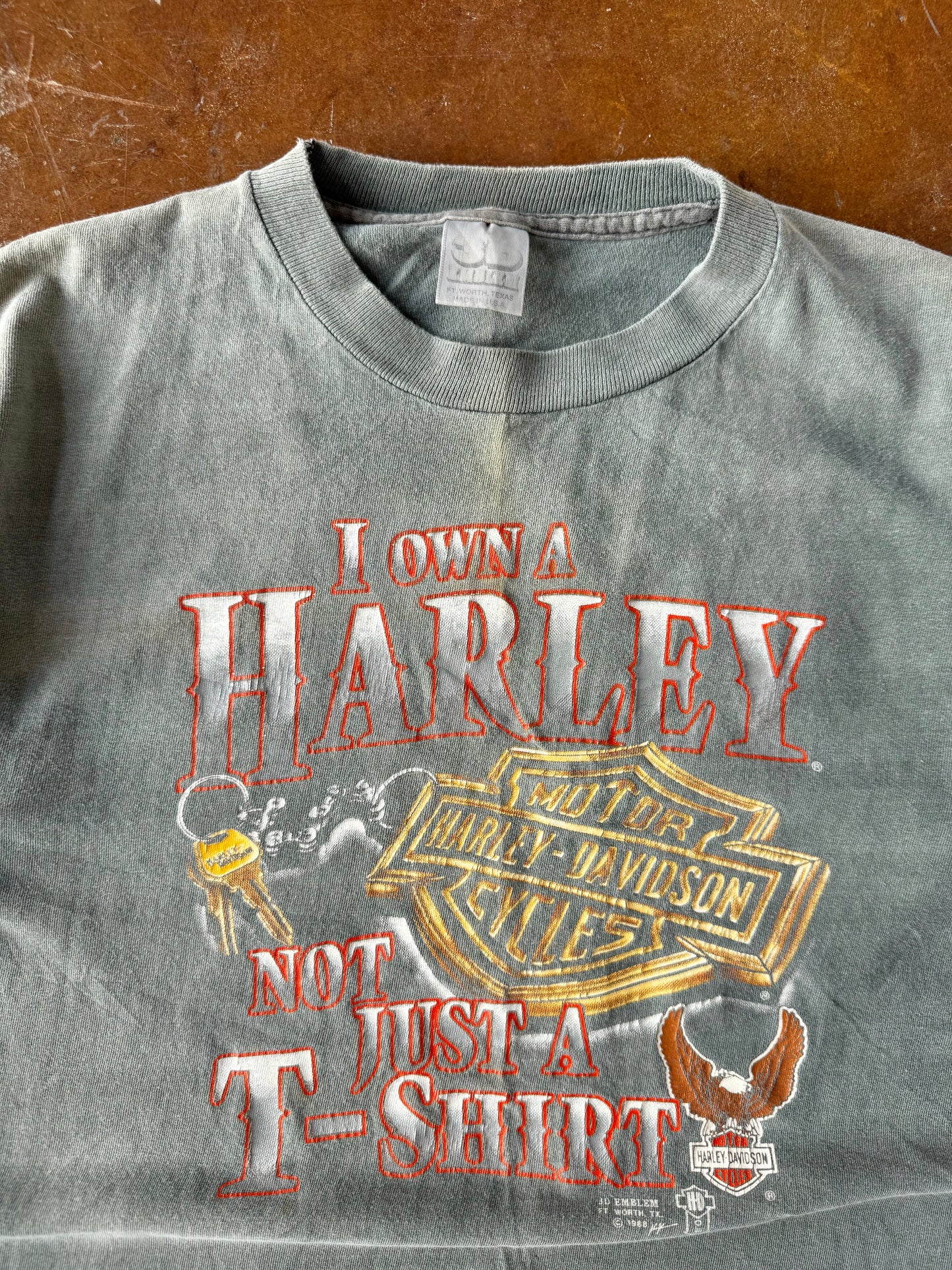 90s faded Harley Davidson "not just this t-shirt" 3D emblem shirt (LARGE)