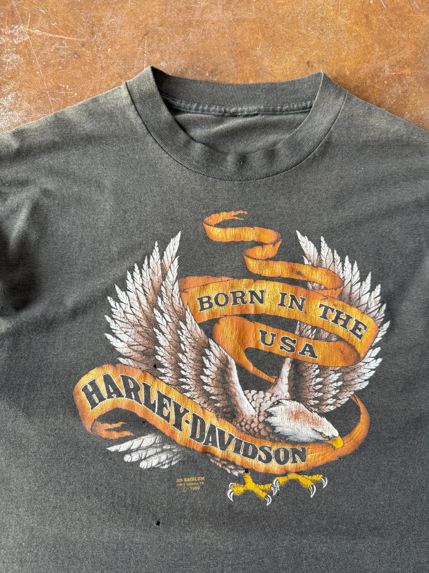 90s Harley Davidson "born in the USA" 3D emblem shirt (XL)
