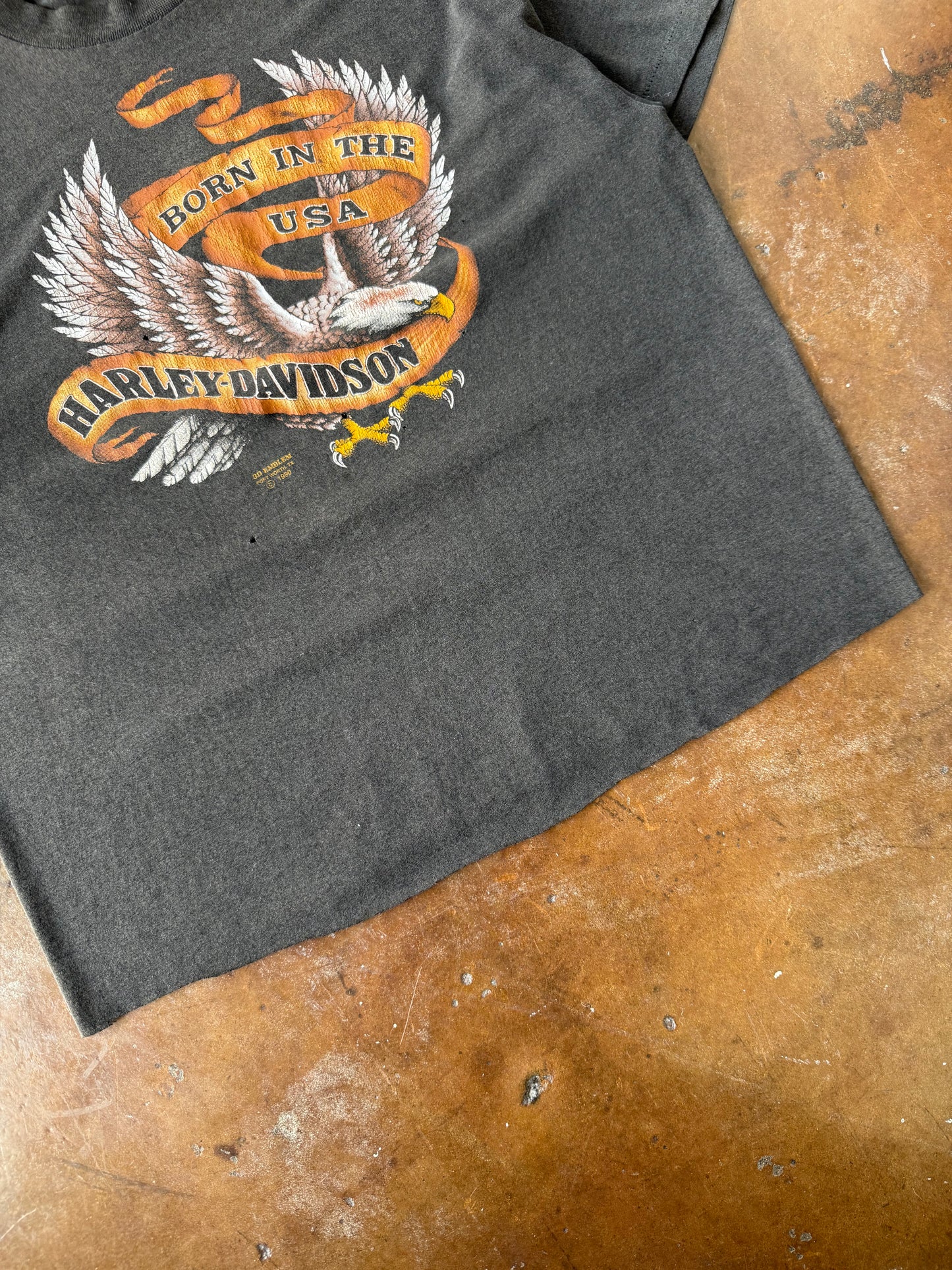90s Harley Davidson "born in the USA" 3D emblem shirt (XL)