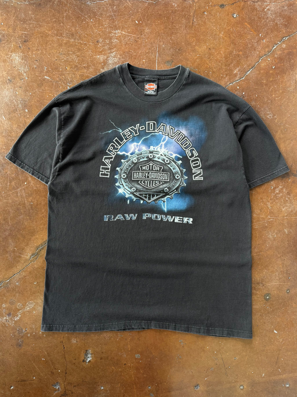 90s Harley Davidson "raw power" biker shirt (XXL)