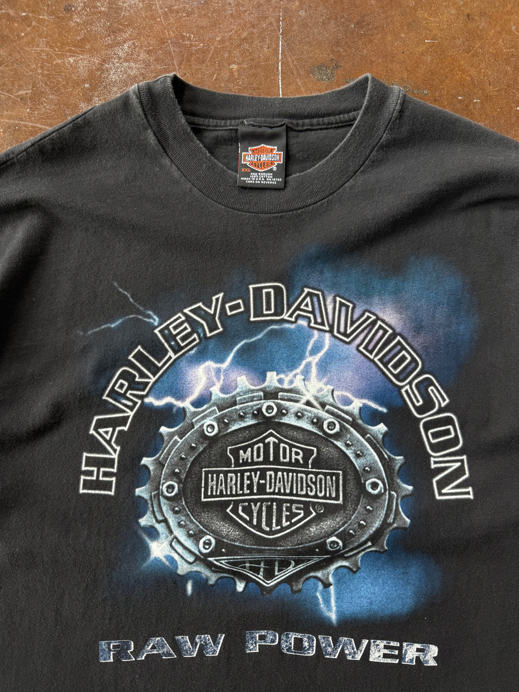 90s Harley Davidson "raw power" biker shirt (XXL)