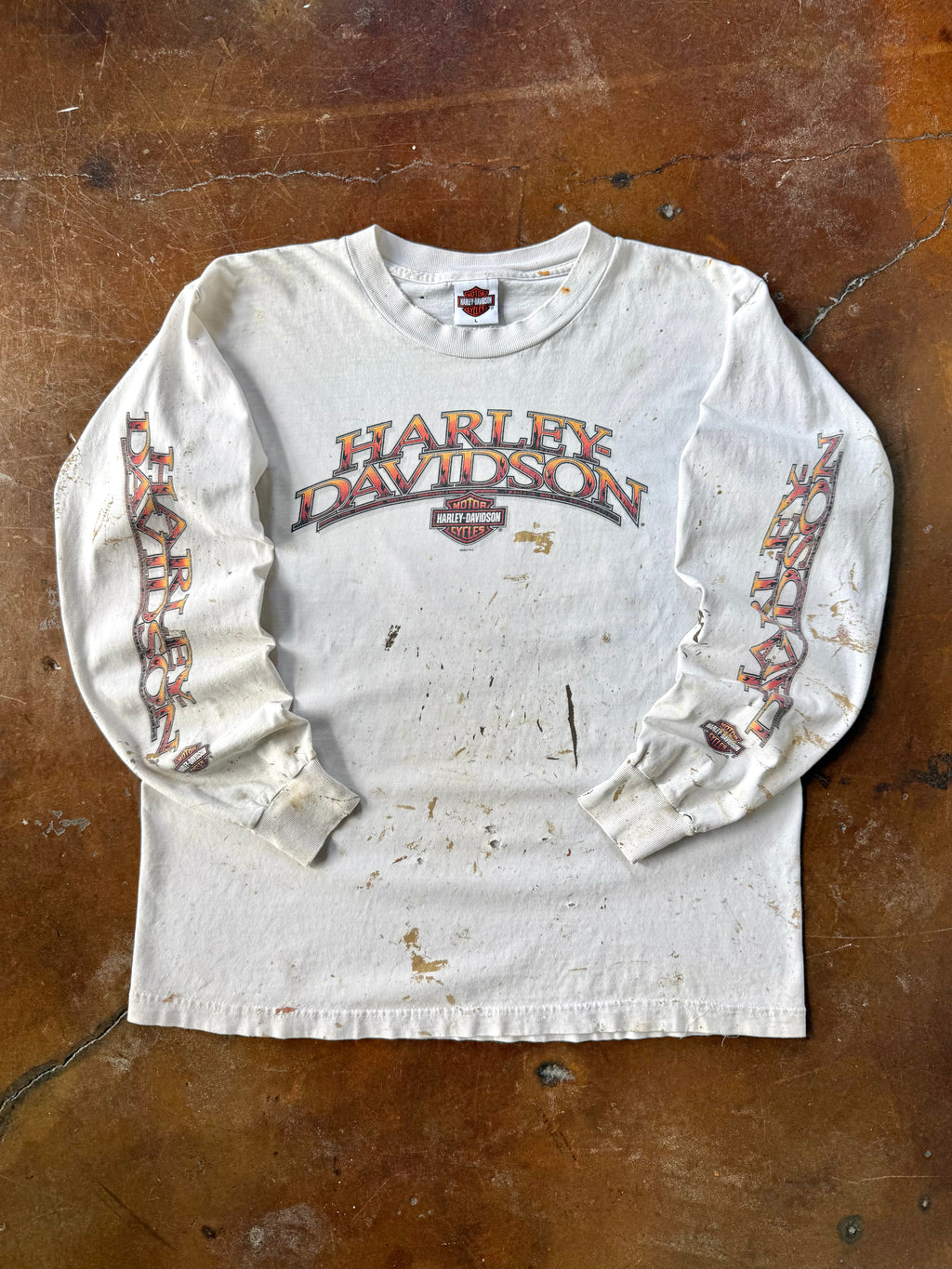 2005 Harley Davidson "spellout" paint splatter longsleeve shirt (LARGE)