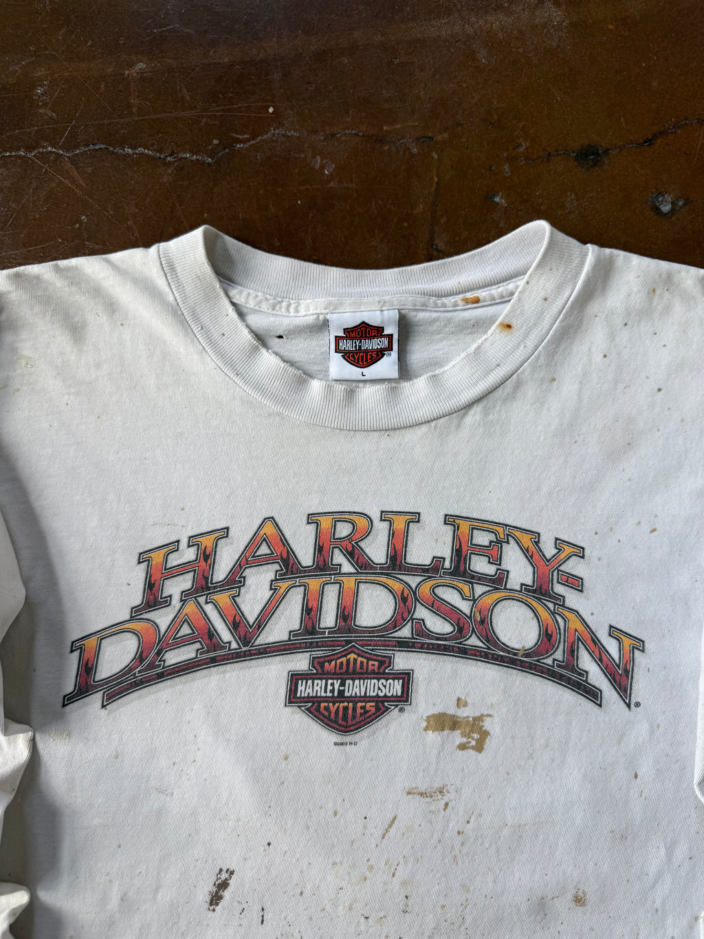 2005 Harley Davidson "spellout" paint splatter longsleeve shirt (LARGE)