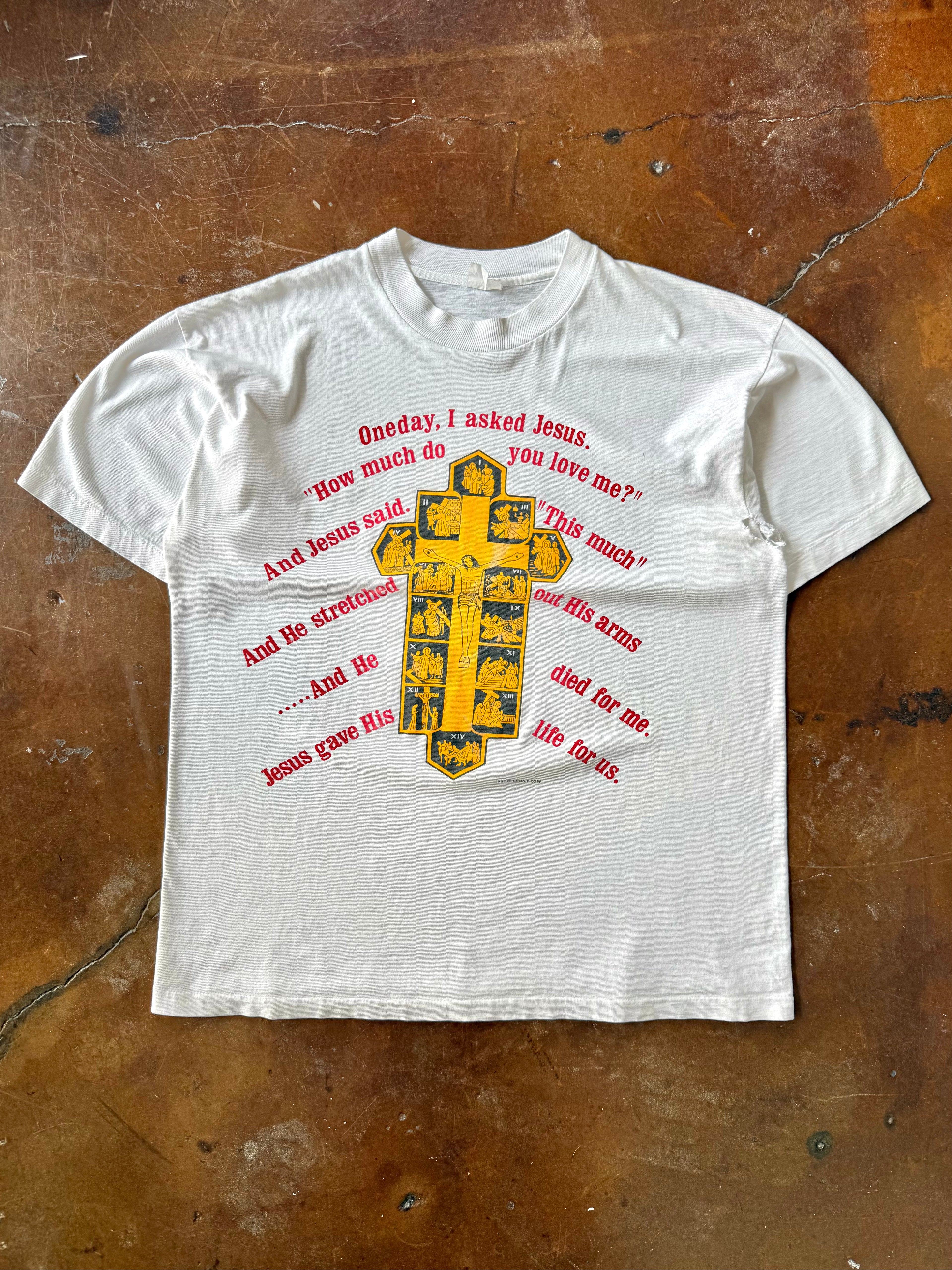 90s Jesus "one day, I asked jesus..." shirt (LARGE)