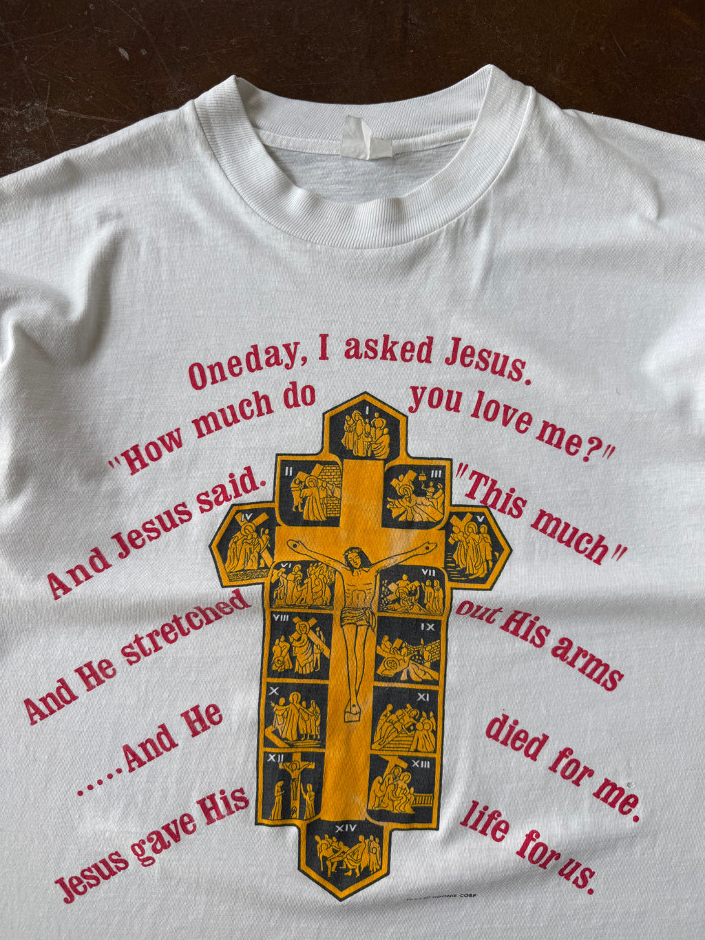 90s Jesus "one day, I asked jesus..." shirt (LARGE)